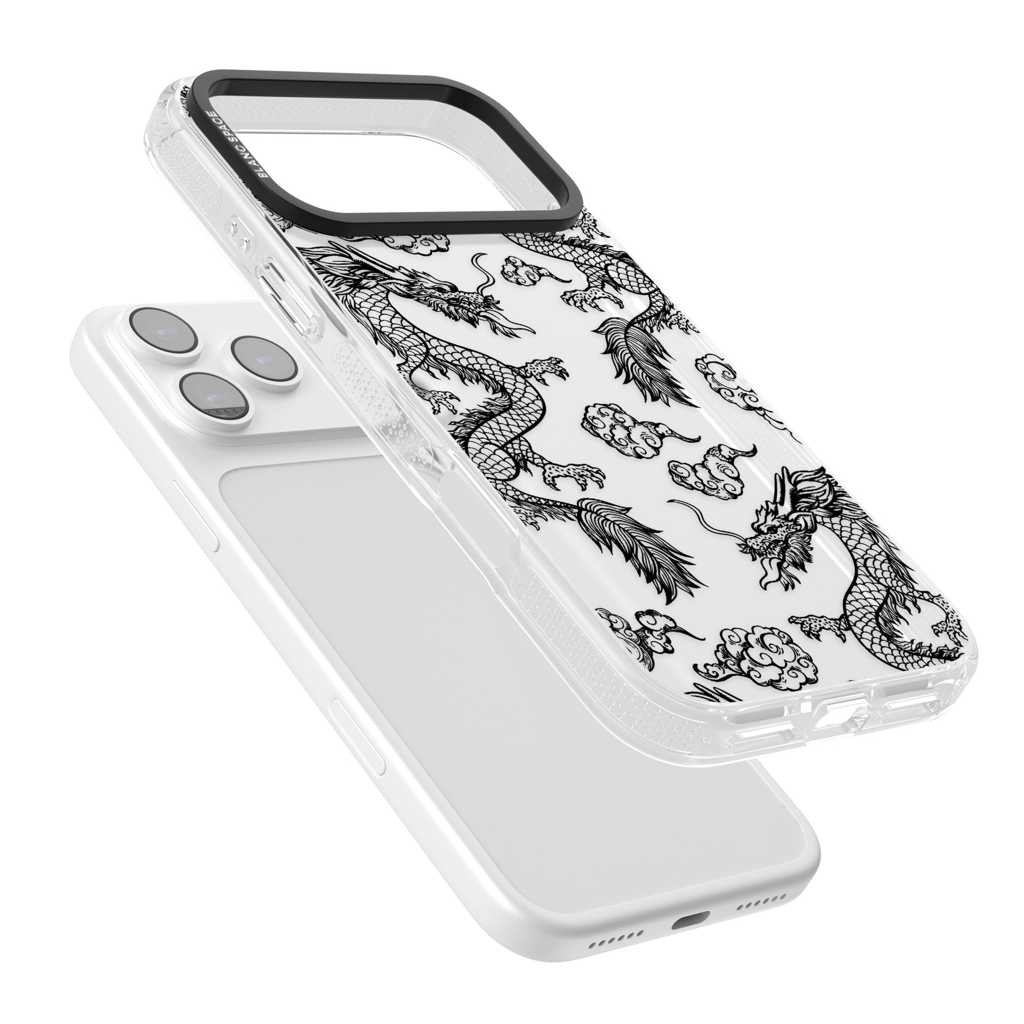 Black Dragon Pattern iPhone 17 Pro Max Impact Air Clear Phone Case Colours