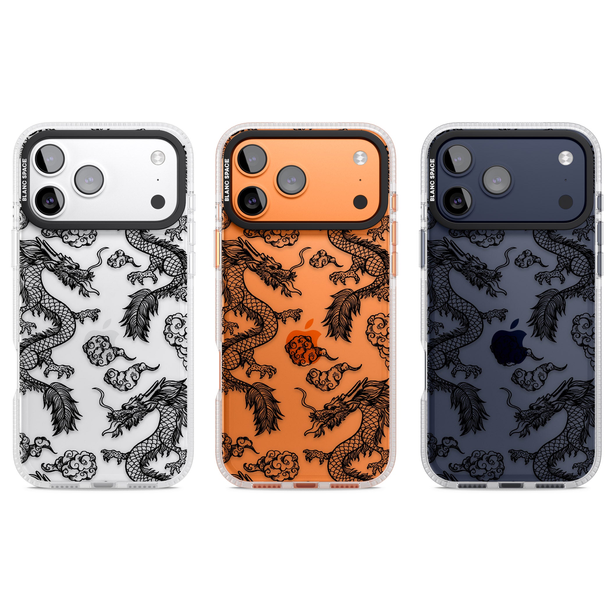 Black Dragon Pattern iPhone 17 Pro Impact Air Clear Phone Case APT Impact Protection