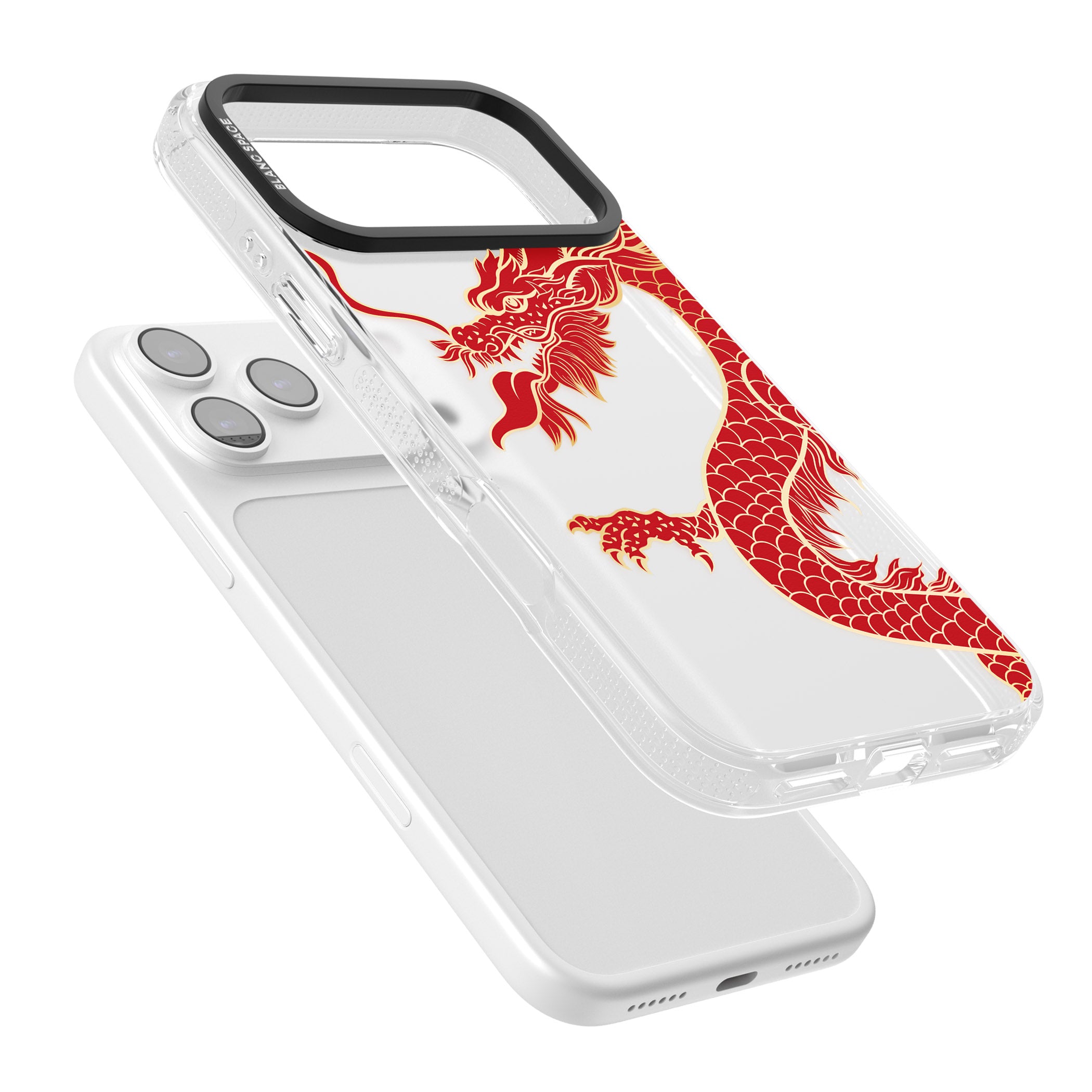 Large Red Dragon iPhone 17 Pro Impact Air Clear Phone Case Colours