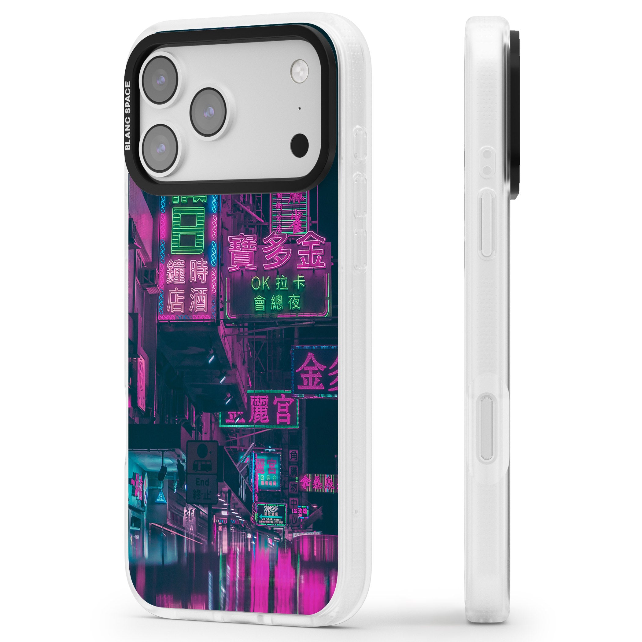 Neon Night Strip iPhone 17 Pro Impact Air Clear Phone Case Side Profile