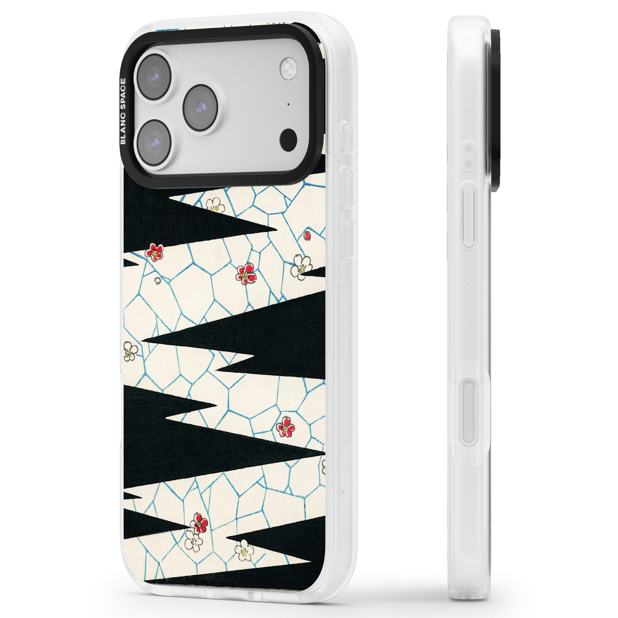 Japanese Flowers By Bijutsu Sekai iPhone 17 Pro Impact Air Clear Phone Case Side Profile