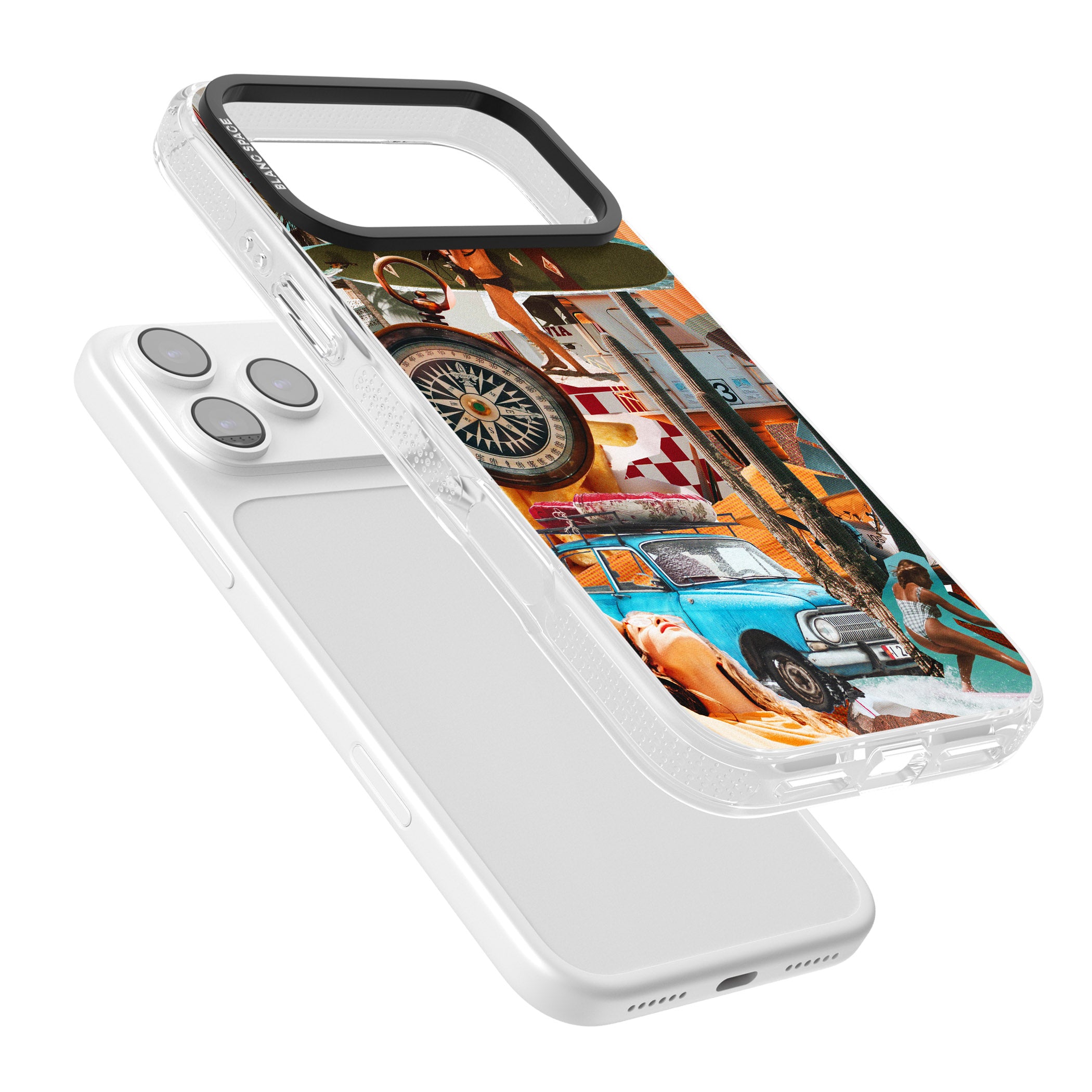 Vintage Collage: Road Trip iPhone 17 Pro Max Impact Air Clear Phone Case Colours