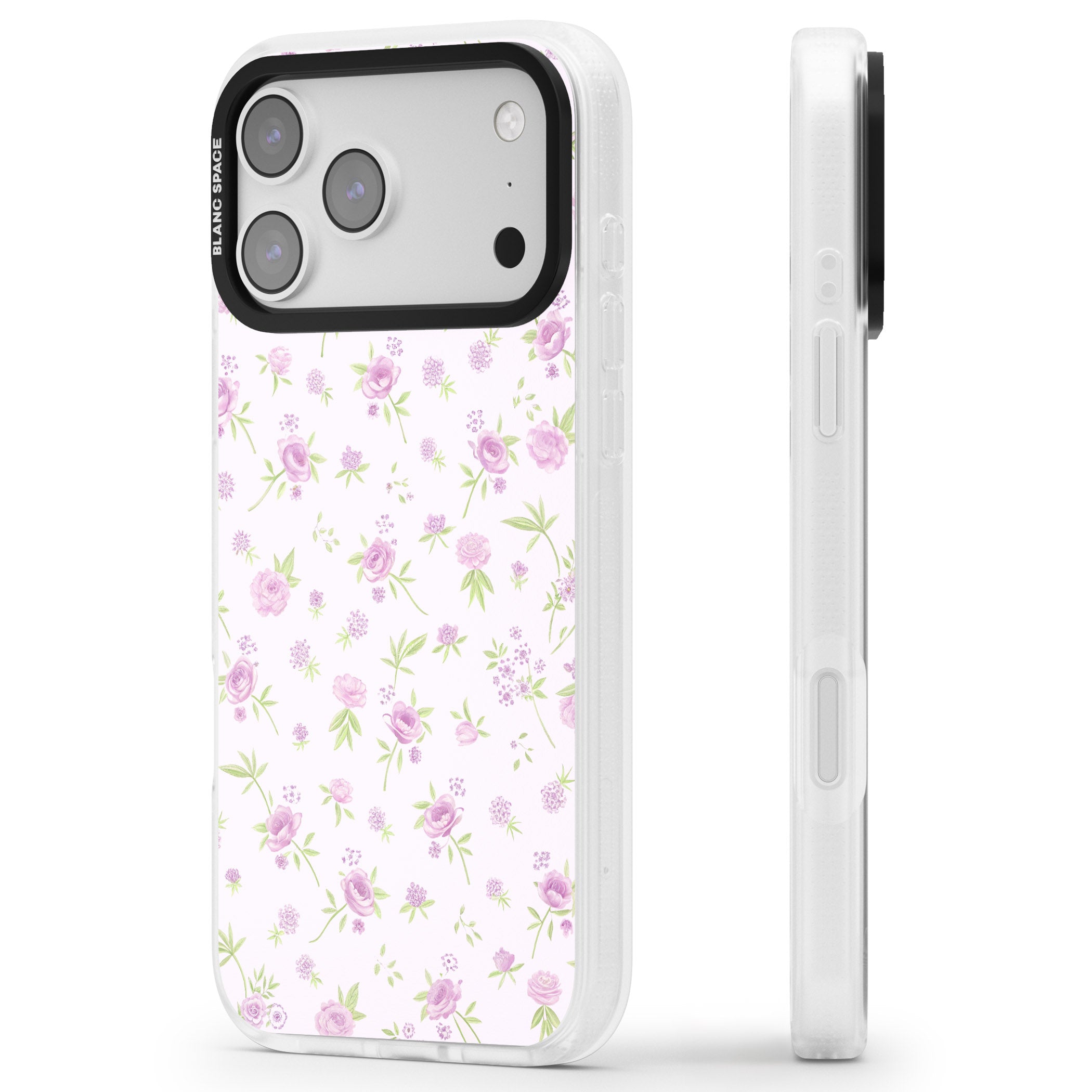 Pink Peonies iPhone 17 Pro Max Impact Air Clear Phone Case Side Profile