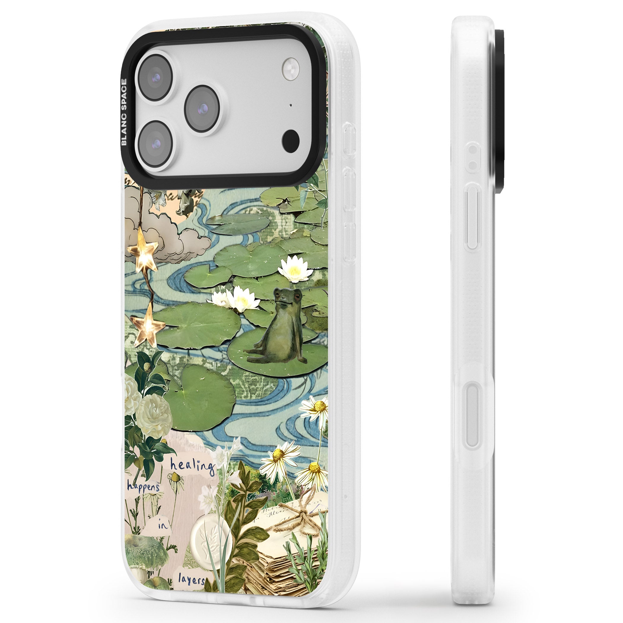 Lily Pad River iPhone 17 Pro Impact Air Clear Phone Case Side Profile