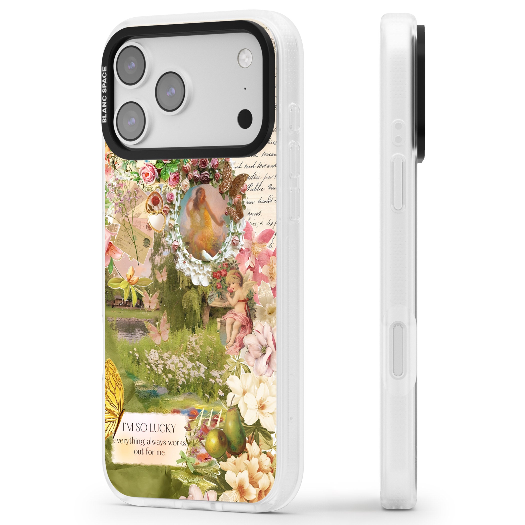 Nature in Pink iPhone 17 Pro Impact Air Clear Phone Case Side Profile