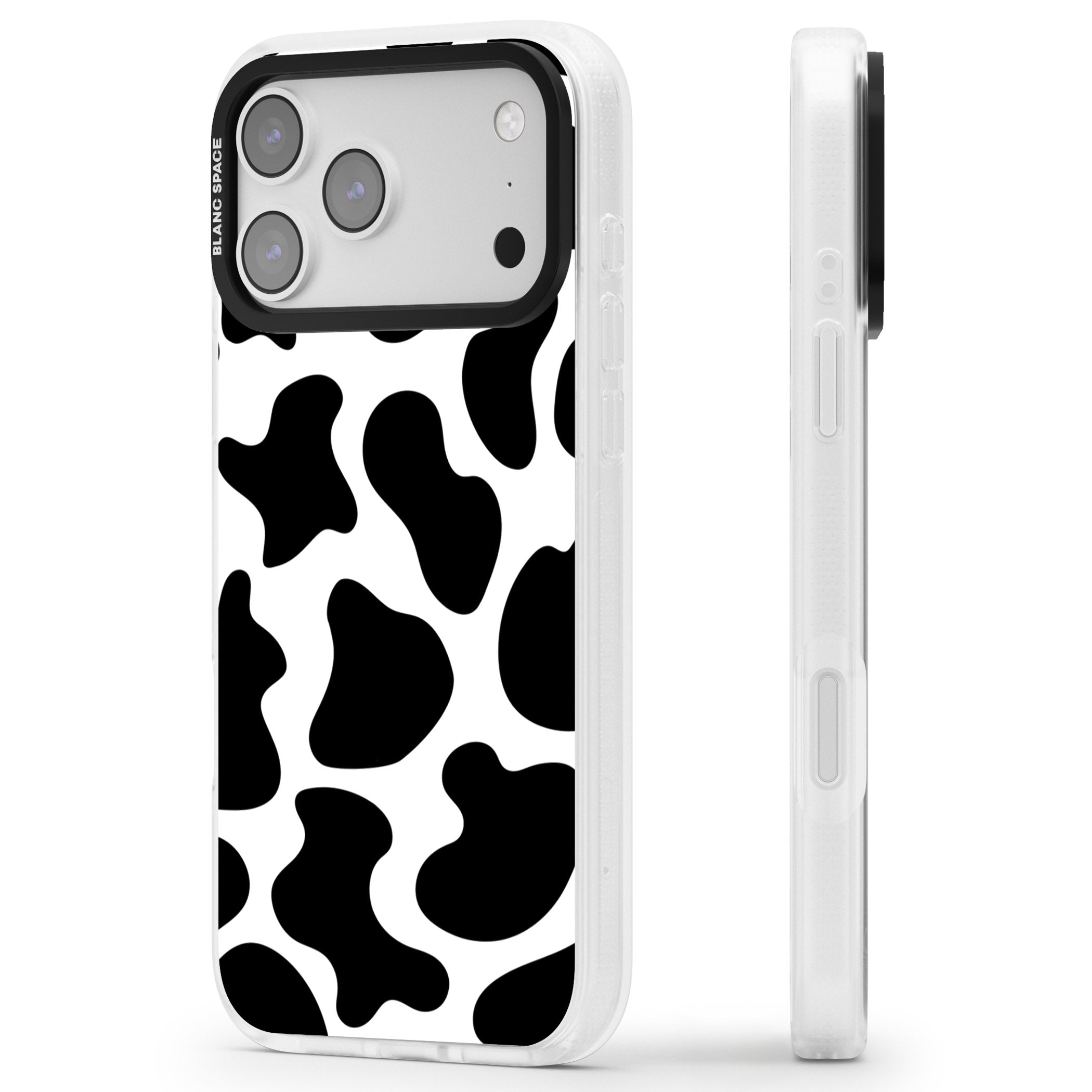 Cow Print iPhone 17 Pro Max Impact Air Clear Phone Case Side Profile