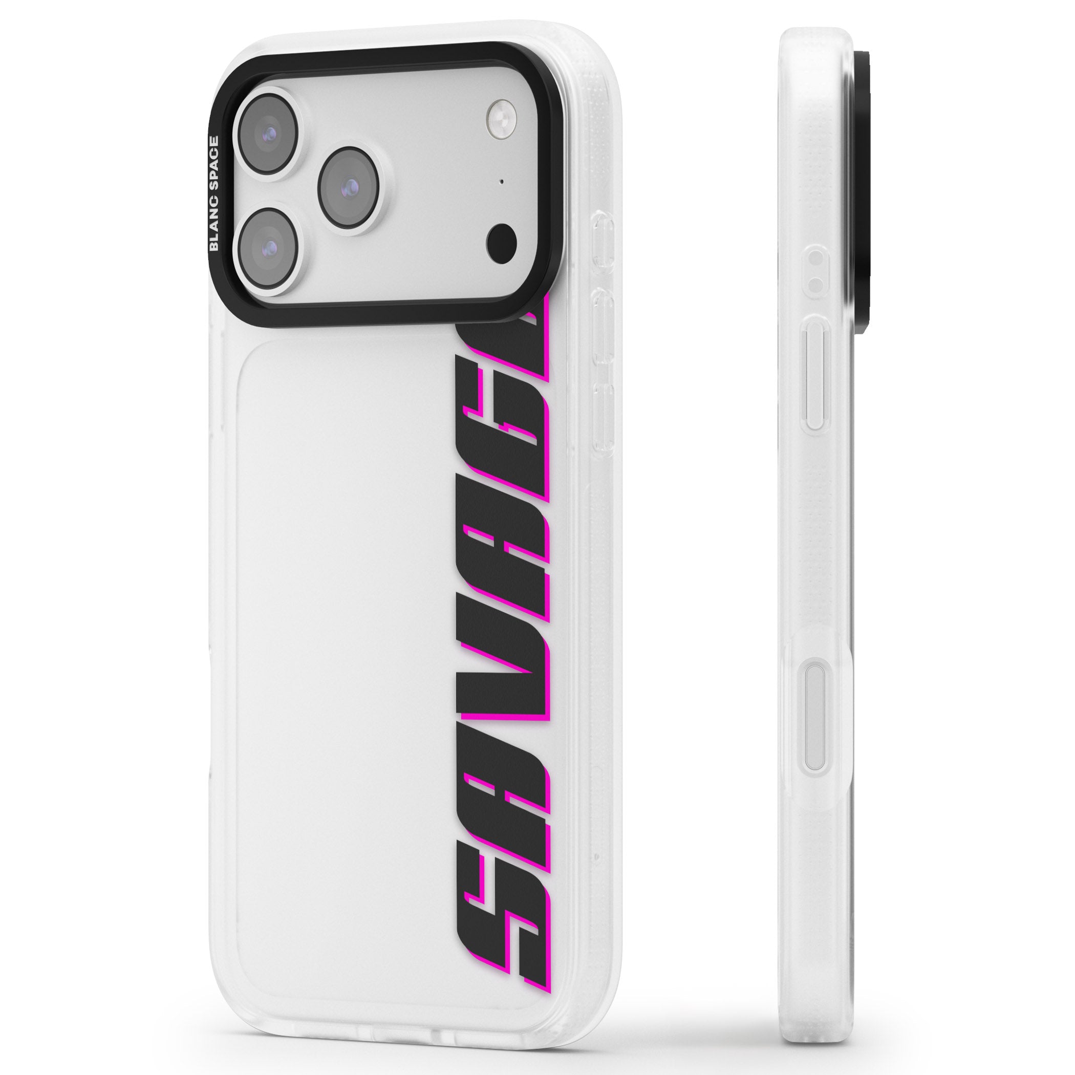 Personalised Cool Vertical Name iPhone 17 Pro Max Impact Air Clear Phone Case Side Profile