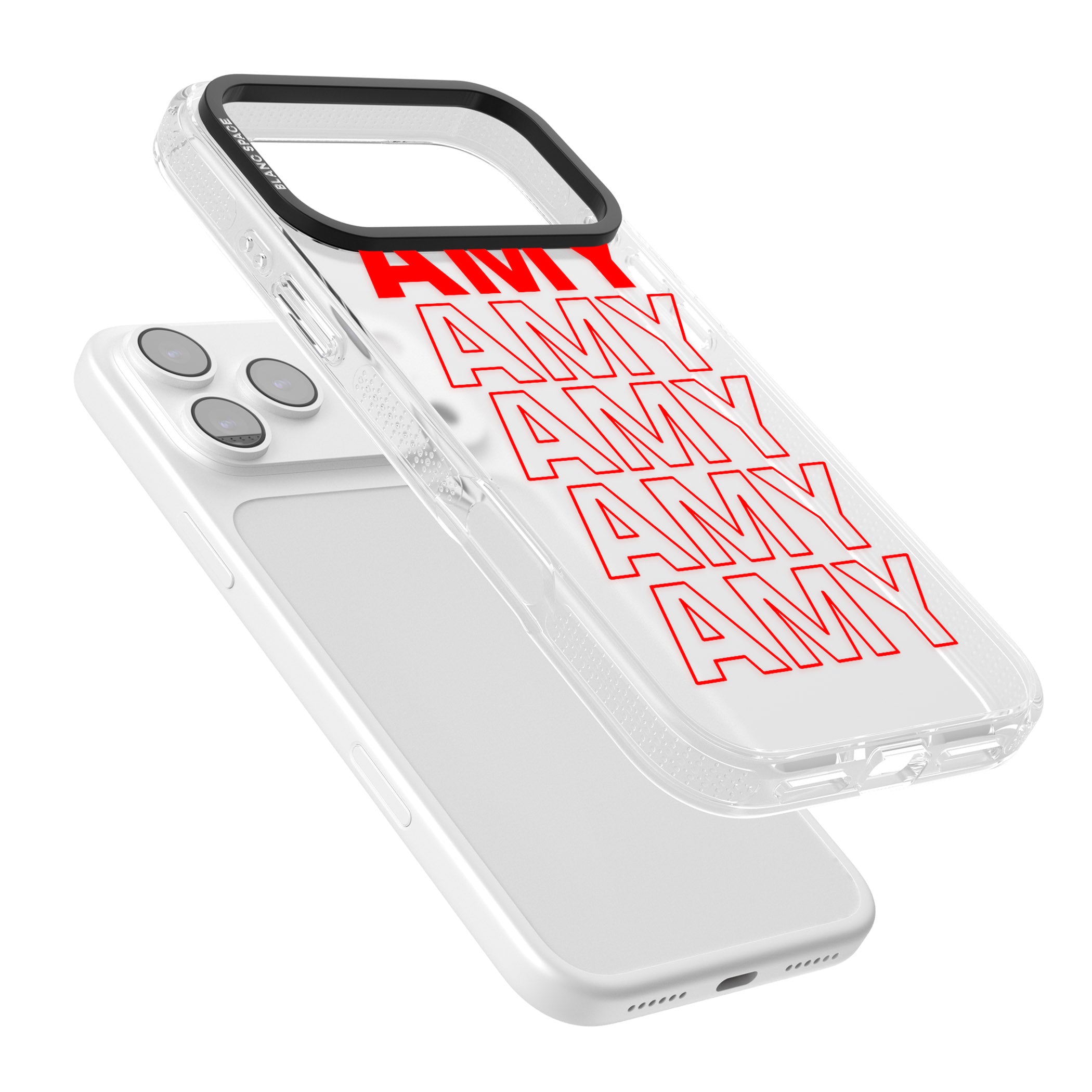 Personalised Bold Name Repeat iPhone 17 Pro Max Impact Air Clear Phone Case Colours
