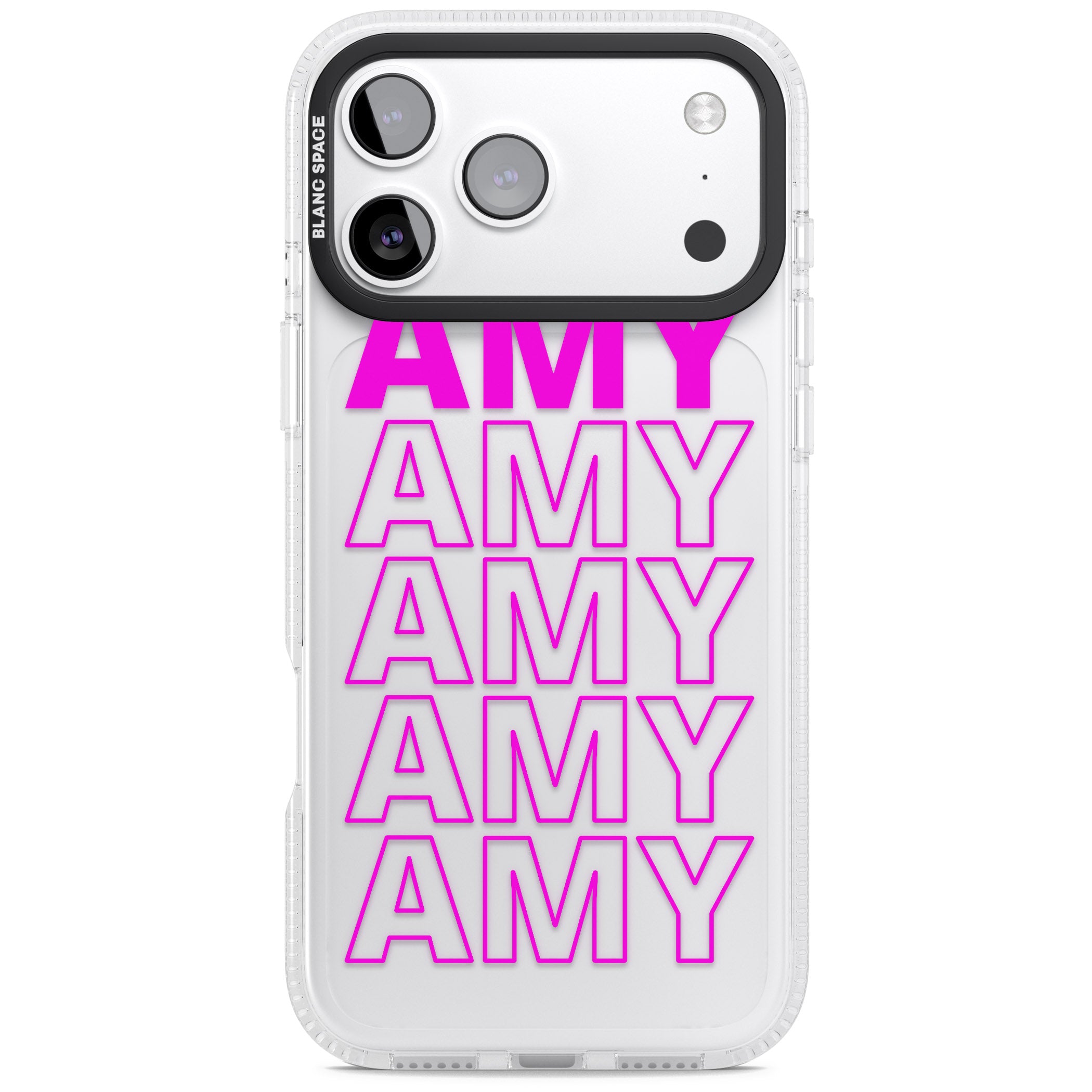 Personalised Bold Repeated Name iPhone 17 Pro Impact Air Clear Phone Case