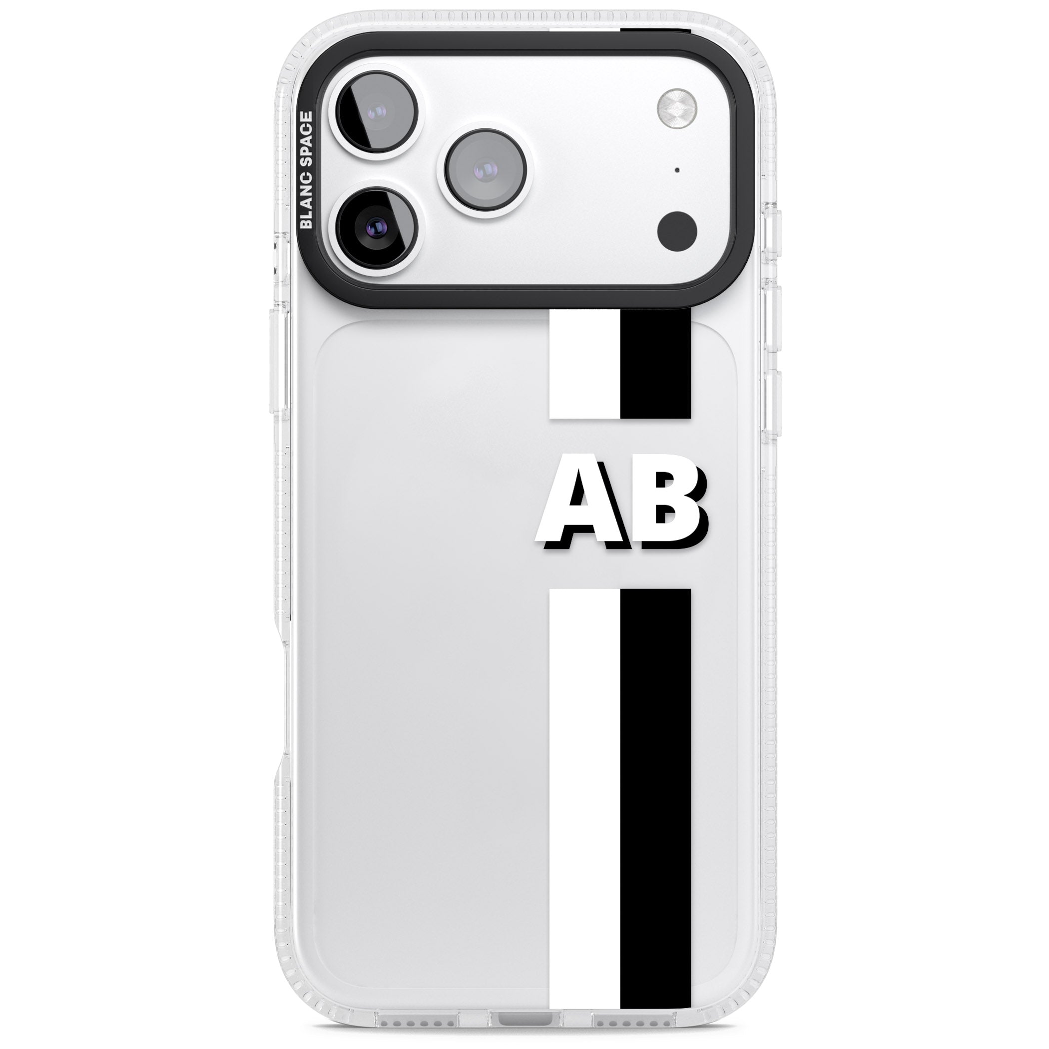 Personalised Bold Two Stripe Name iPhone 17 Pro Impact Air Clear Phone Case