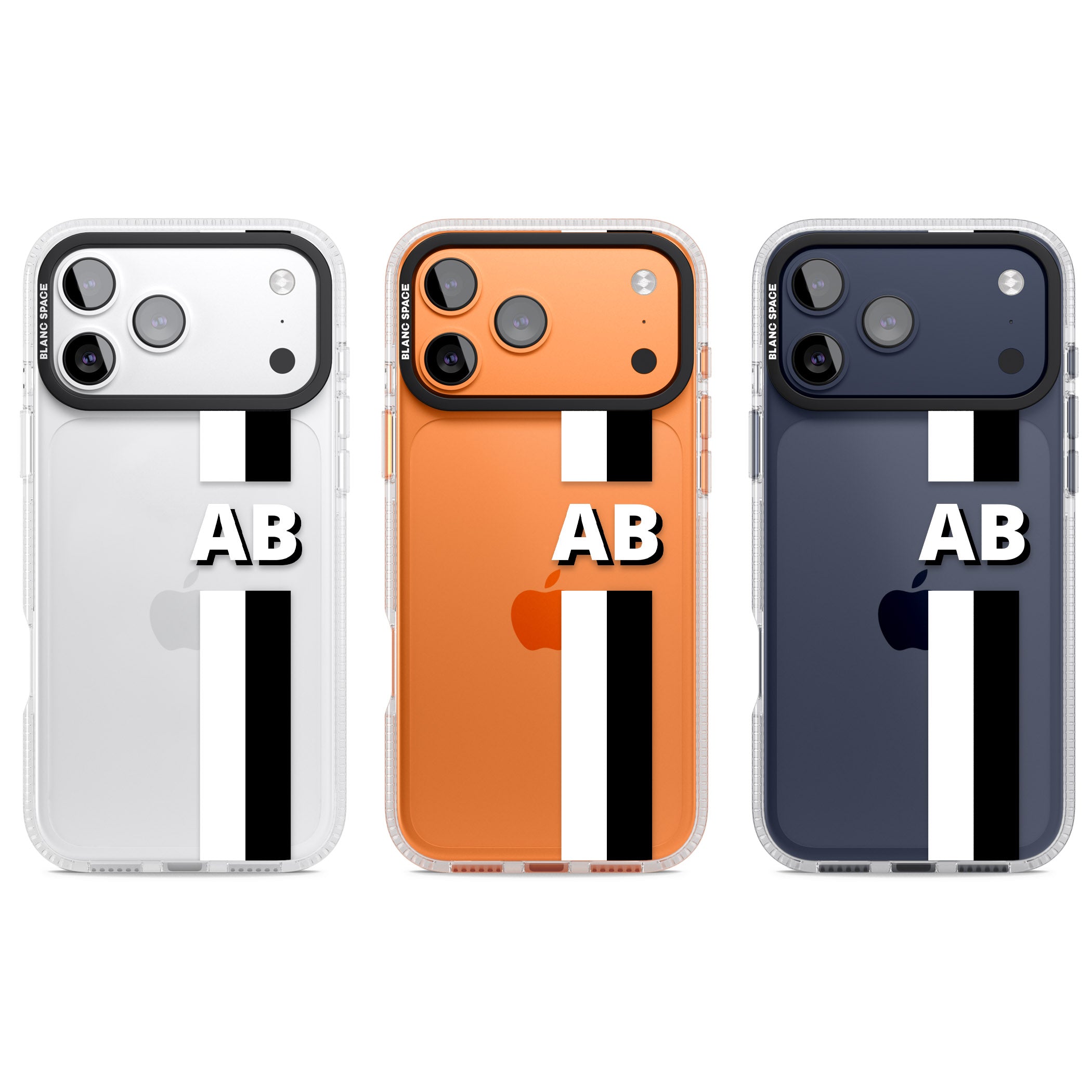 Personalised Bold Two Stripe Name iPhone 17 Pro Impact Air Clear Phone Case APT Impact Protection