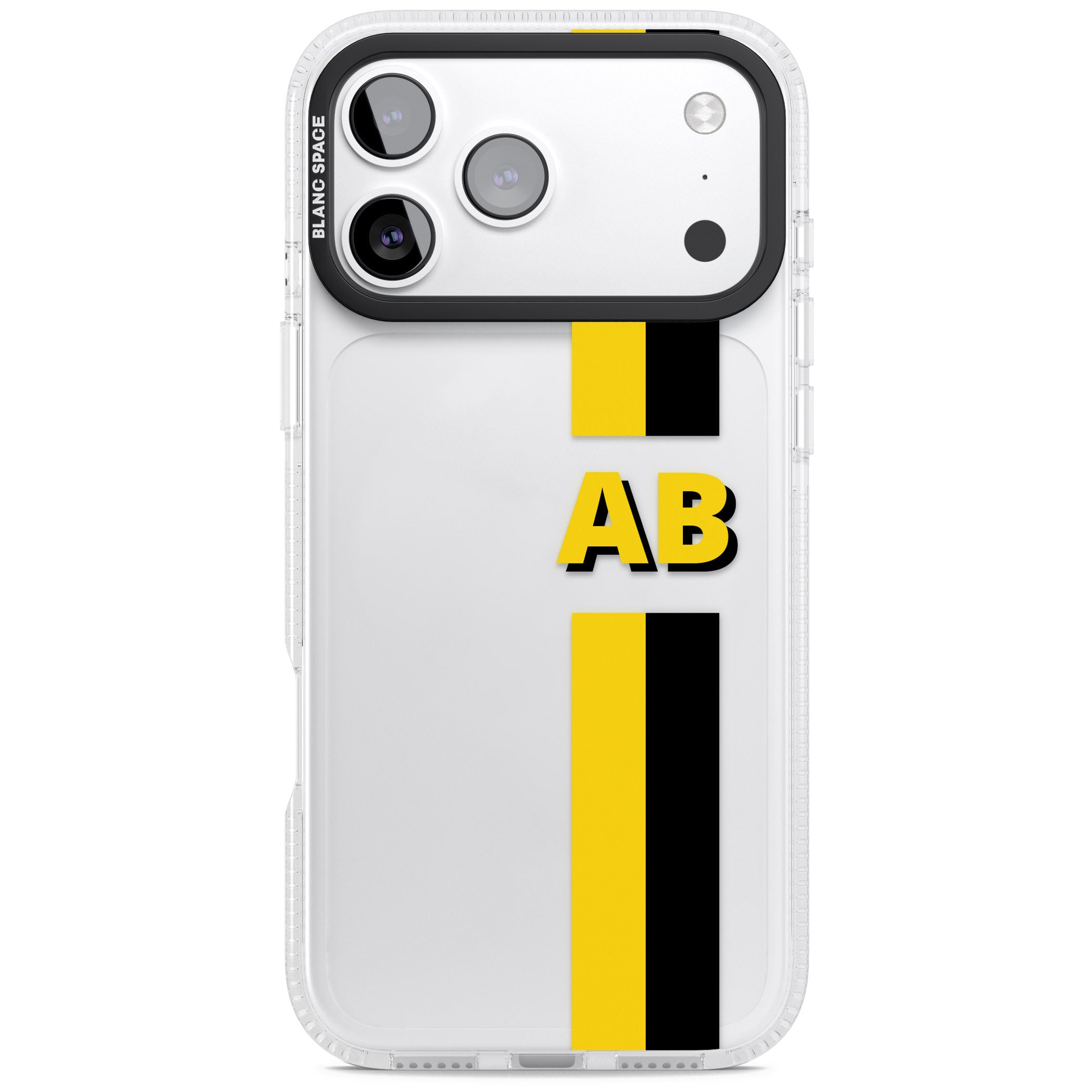 Personalised Bold Name Striped iPhone 17 Pro Impact Air Clear Phone Case