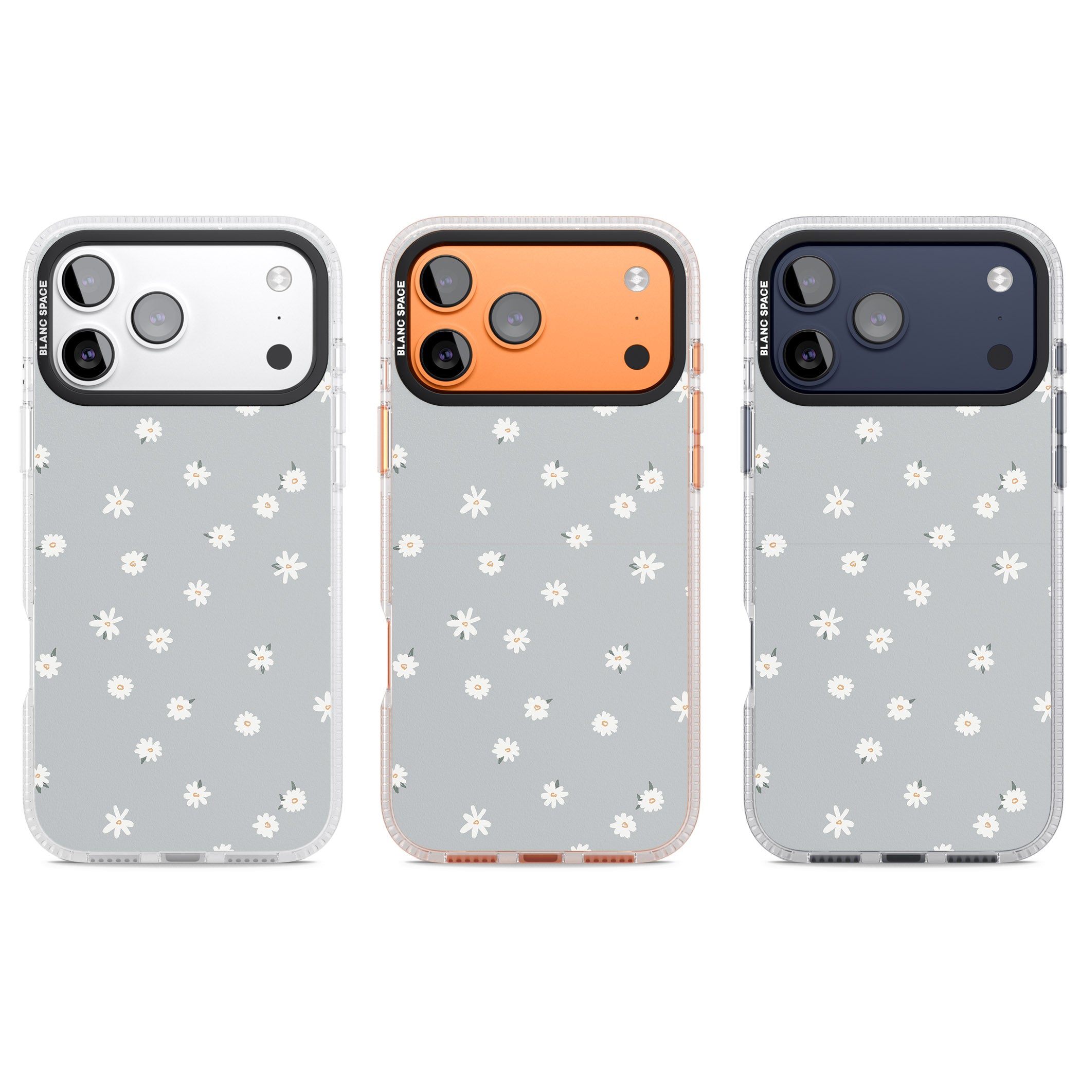 Painted Daisy Blue Grey iPhone 17 Pro Impact Air Clear Phone Case APT Impact Protection