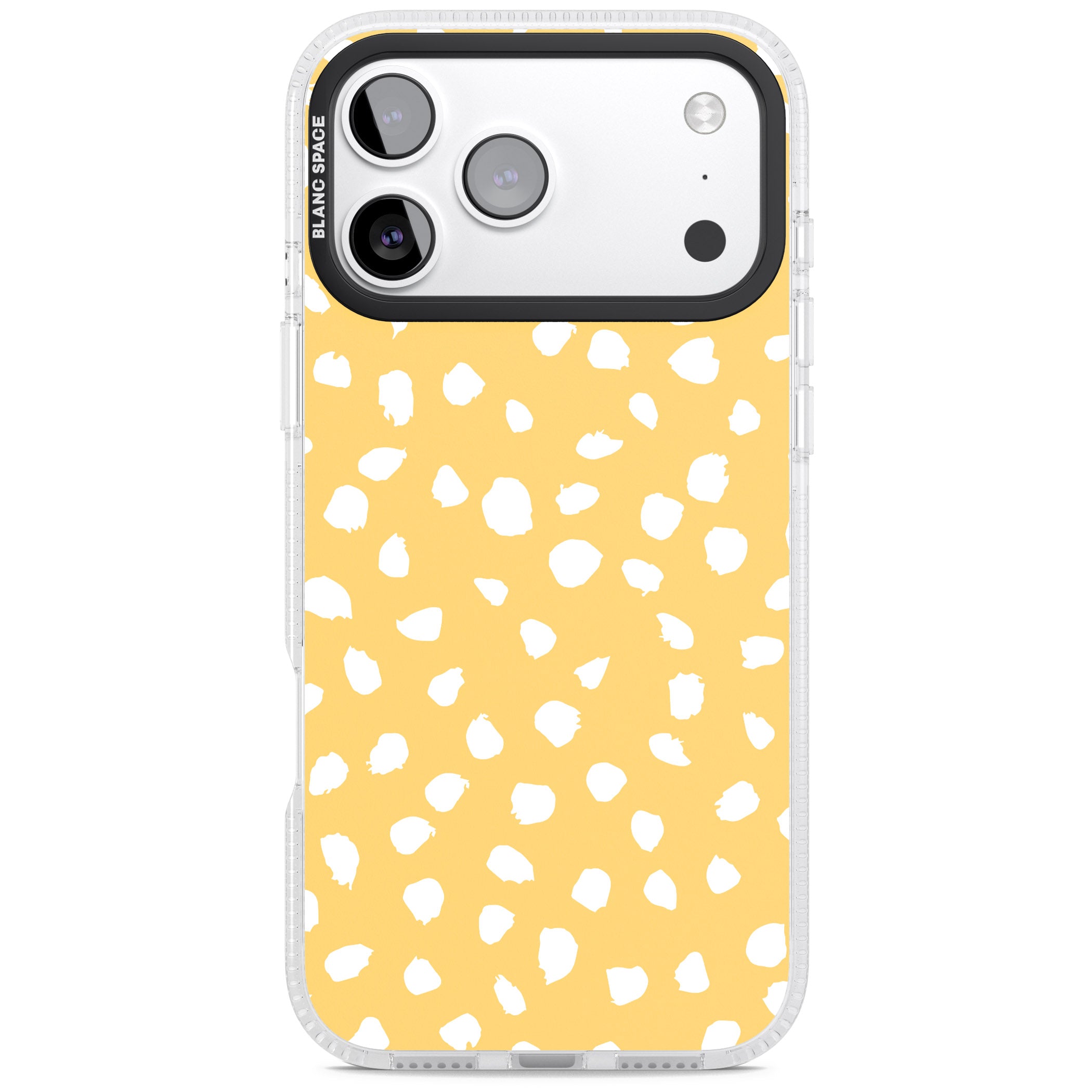 Yellow Dalmatian Dots iPhone 17 Pro Impact Air Clear Phone Case