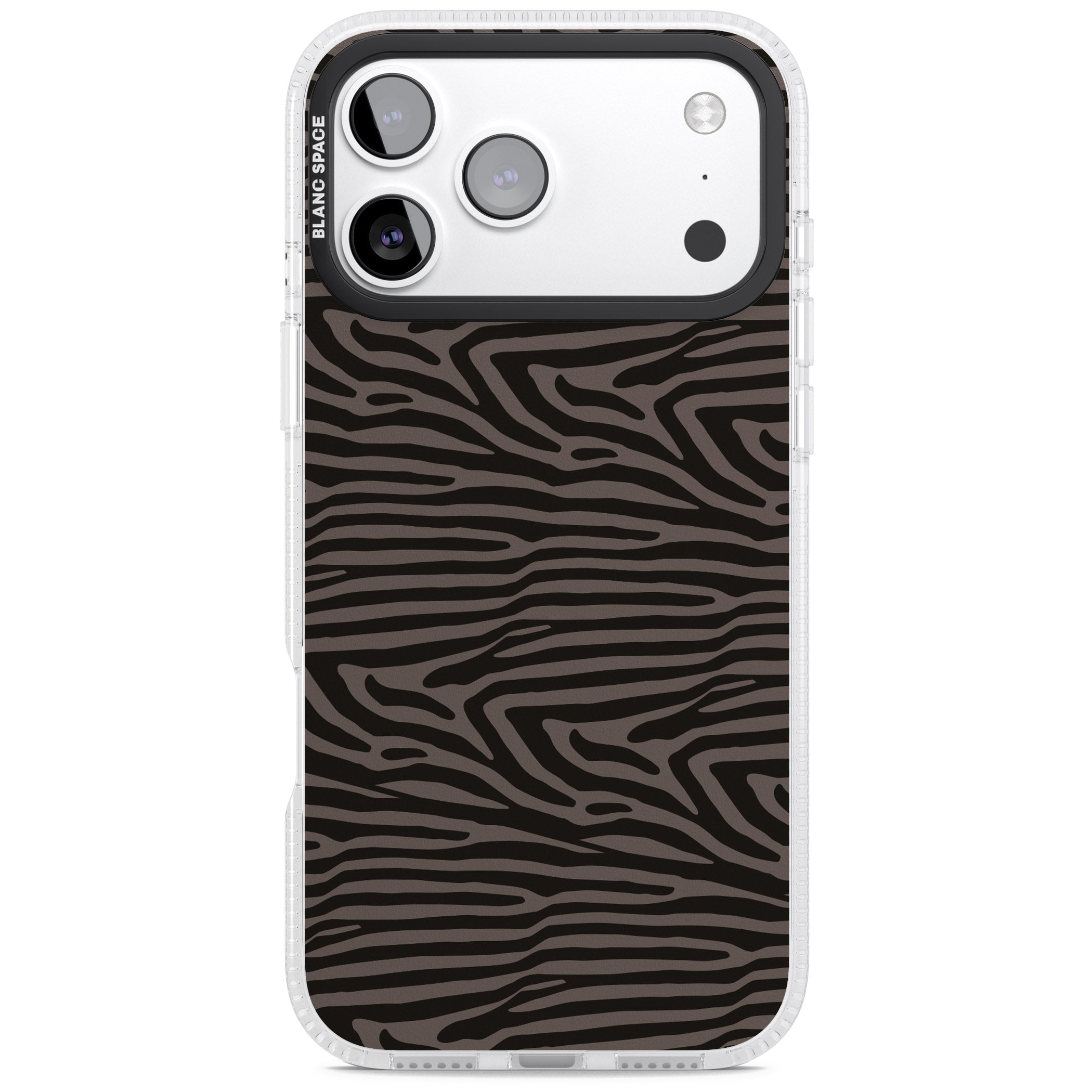 Dark Zebra Print iPhone 17 Pro Max Impact Air Clear Phone Case