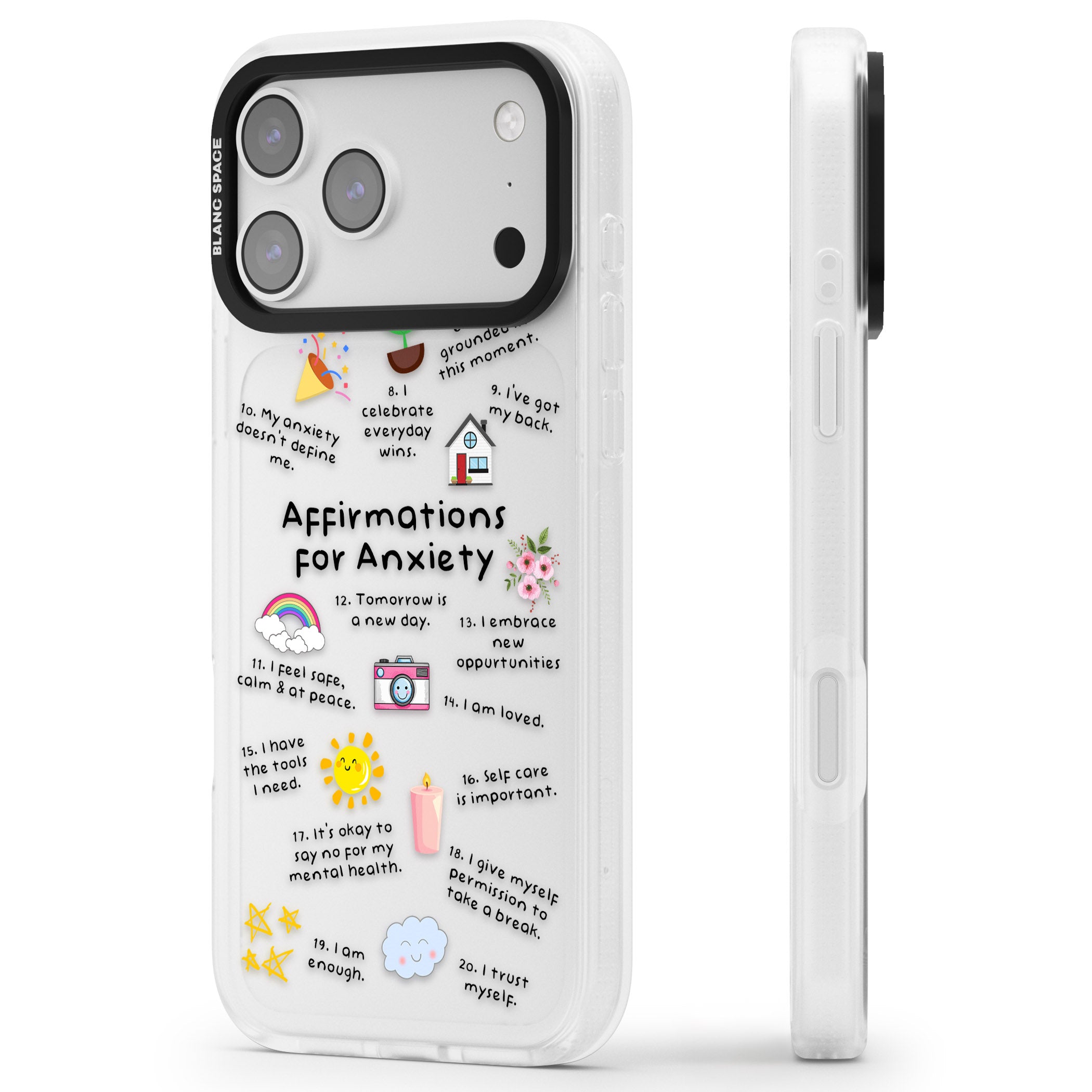 Anxiety Black Text iPhone 17 Pro Max Impact Air Clear Phone Case Side Profile