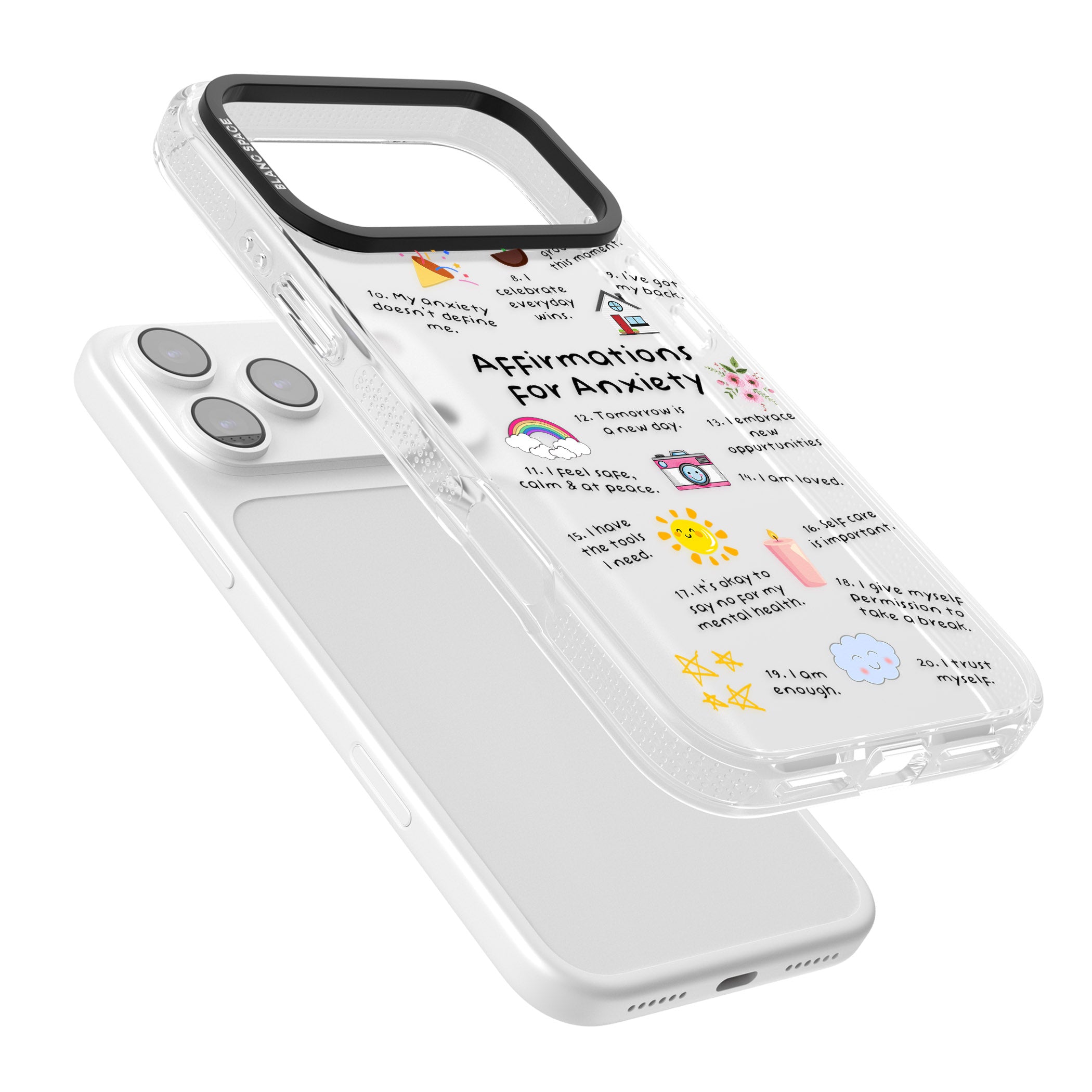 Anxiety Black Text iPhone 17 Pro Max Impact Air Clear Phone Case Colours