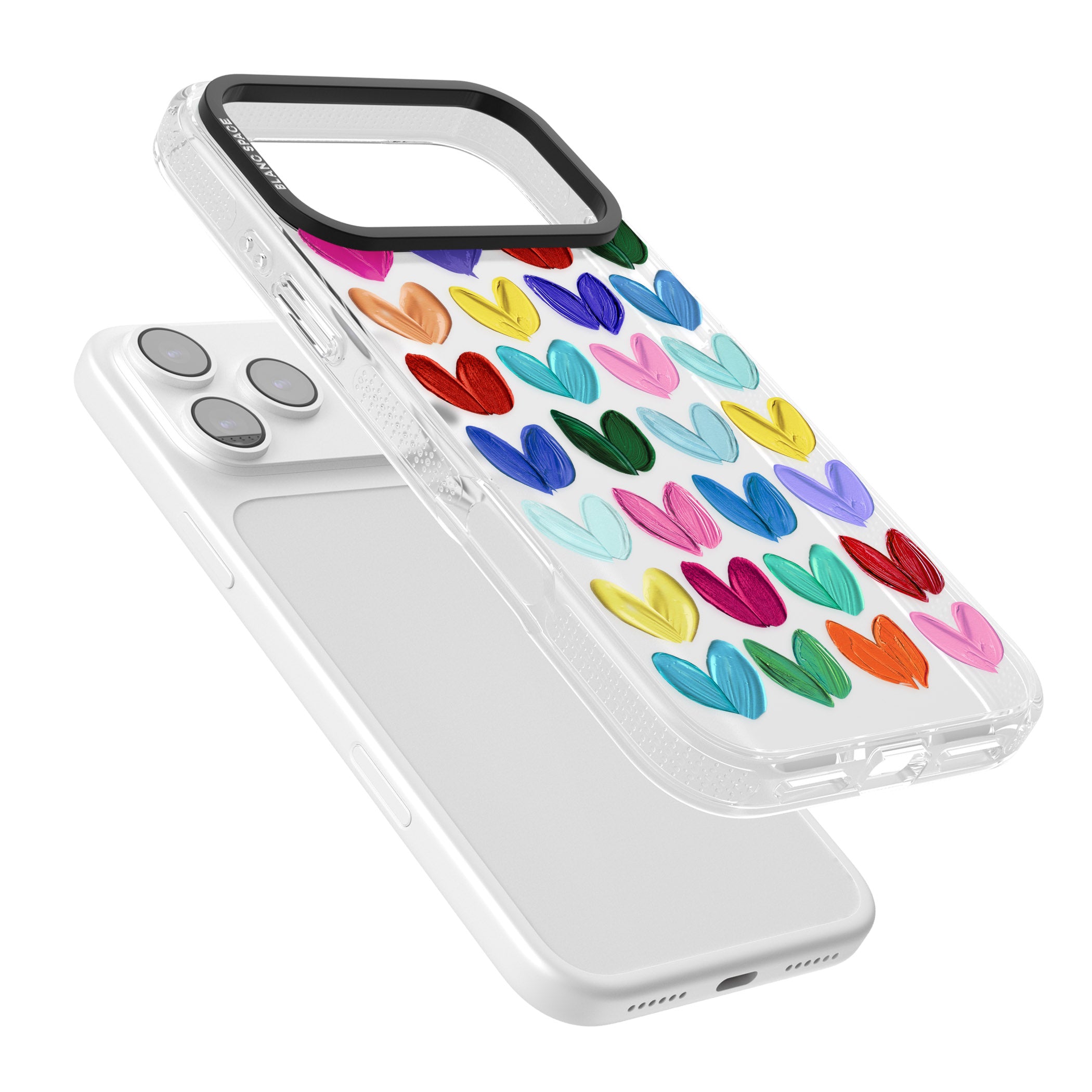 Oil Painted Hearts iPhone 17 Pro Max Impact Air Clear Phone Case Colours