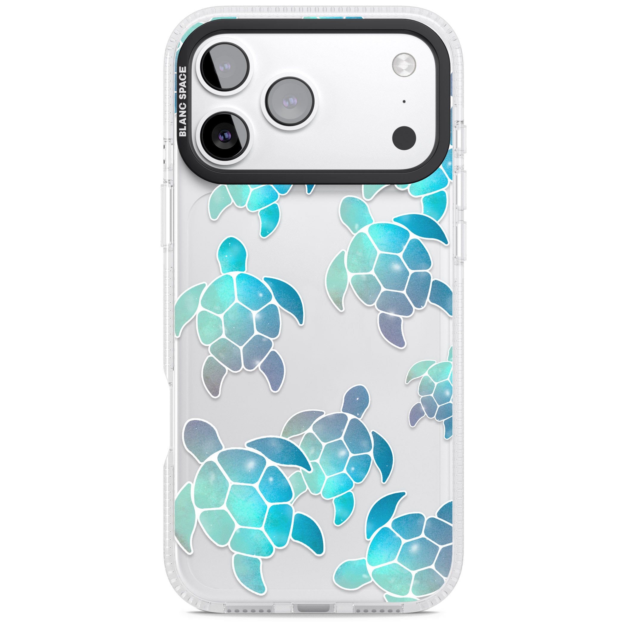 Aqua Space Turtles iPhone 17 Pro Impact Air Clear Phone Case