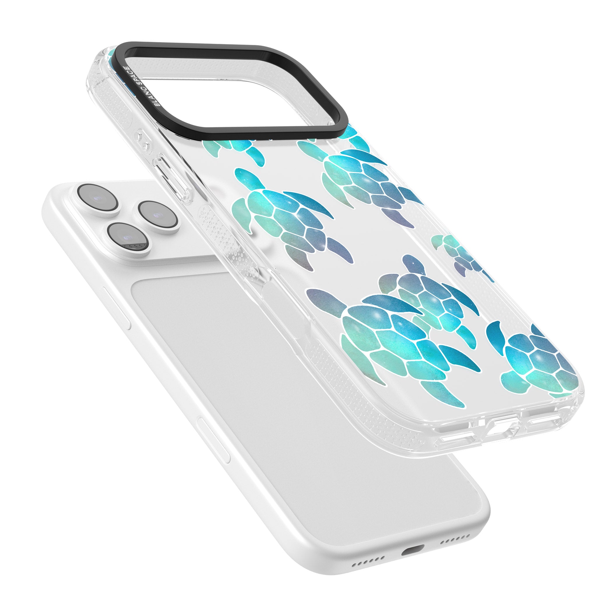 Aqua Space Turtles iPhone 17 Pro Impact Air Clear Phone Case Colours