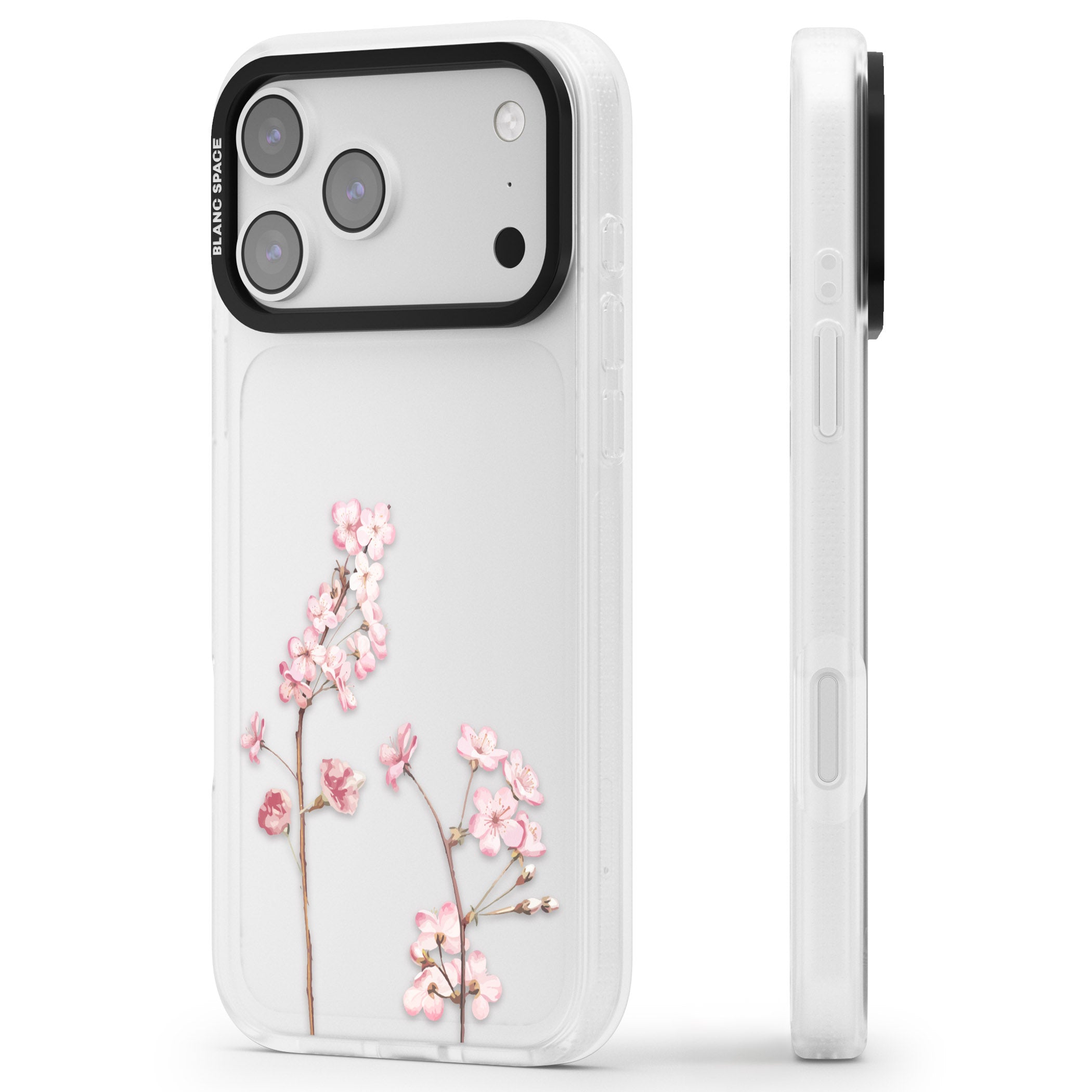 Blossom Flower iPhone 17 Pro Impact Air Clear Phone Case Side Profile