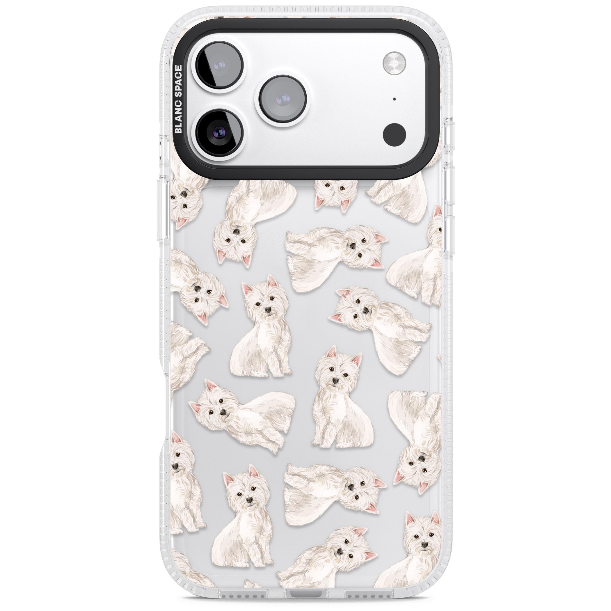 Westie Dog Pattern iPhone 17 Pro Max Impact Air Clear Phone Case
