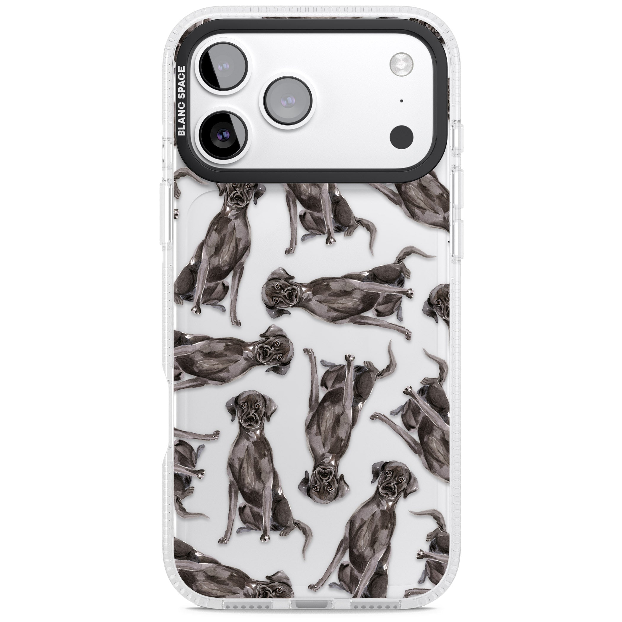 Black Labrador Watercolor Pattern iPhone 17 Pro Max Impact Air Clear Phone Case