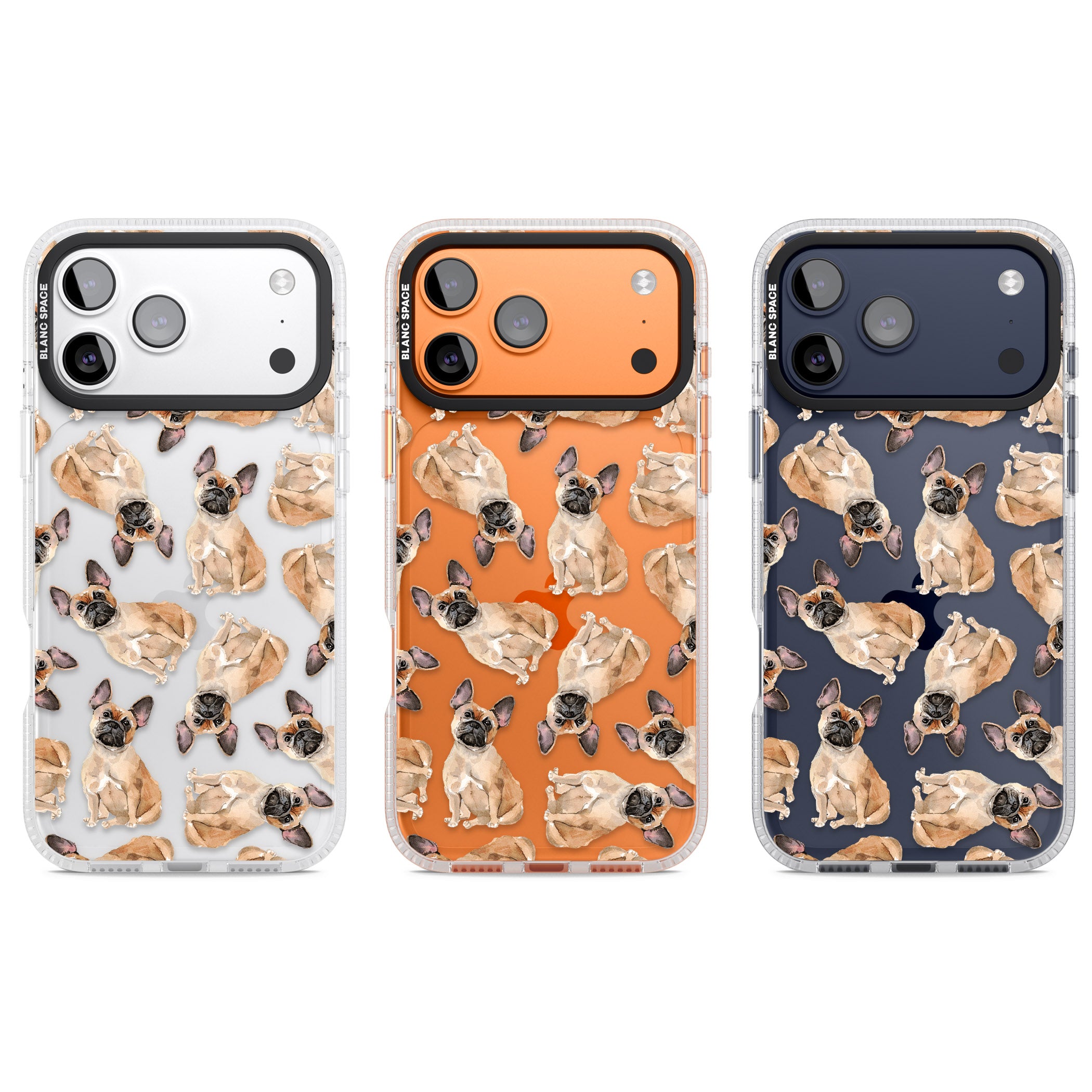 French Bulldog Watercolour Pattern iPhone 17 Pro Impact Air Clear Phone Case APT Impact Protection