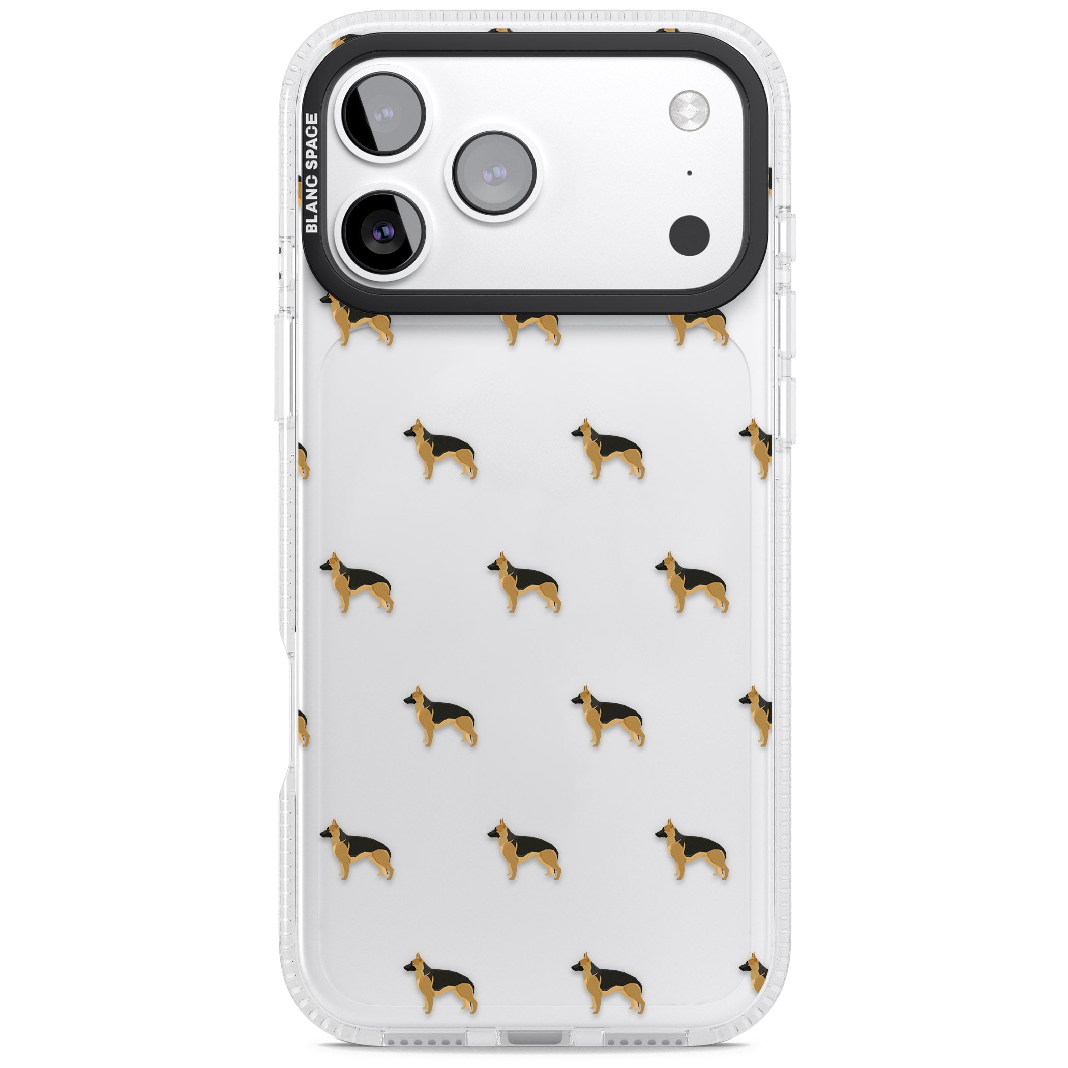 German Shepherd Pattern Clear iPhone 17 Pro Impact Air Clear Phone Case