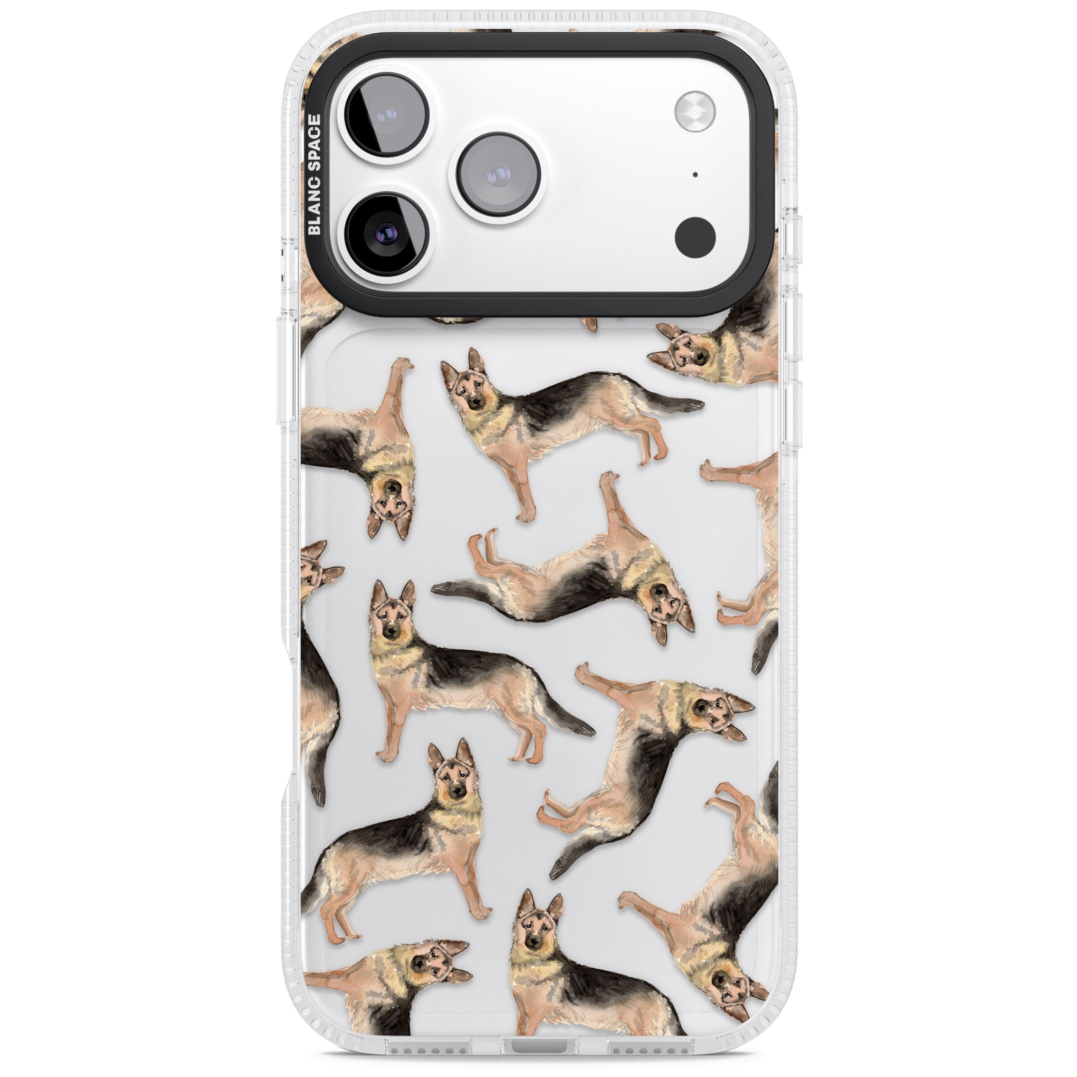 German Shepherd Pattern Classic iPhone 17 Pro Impact Air Clear Phone Case