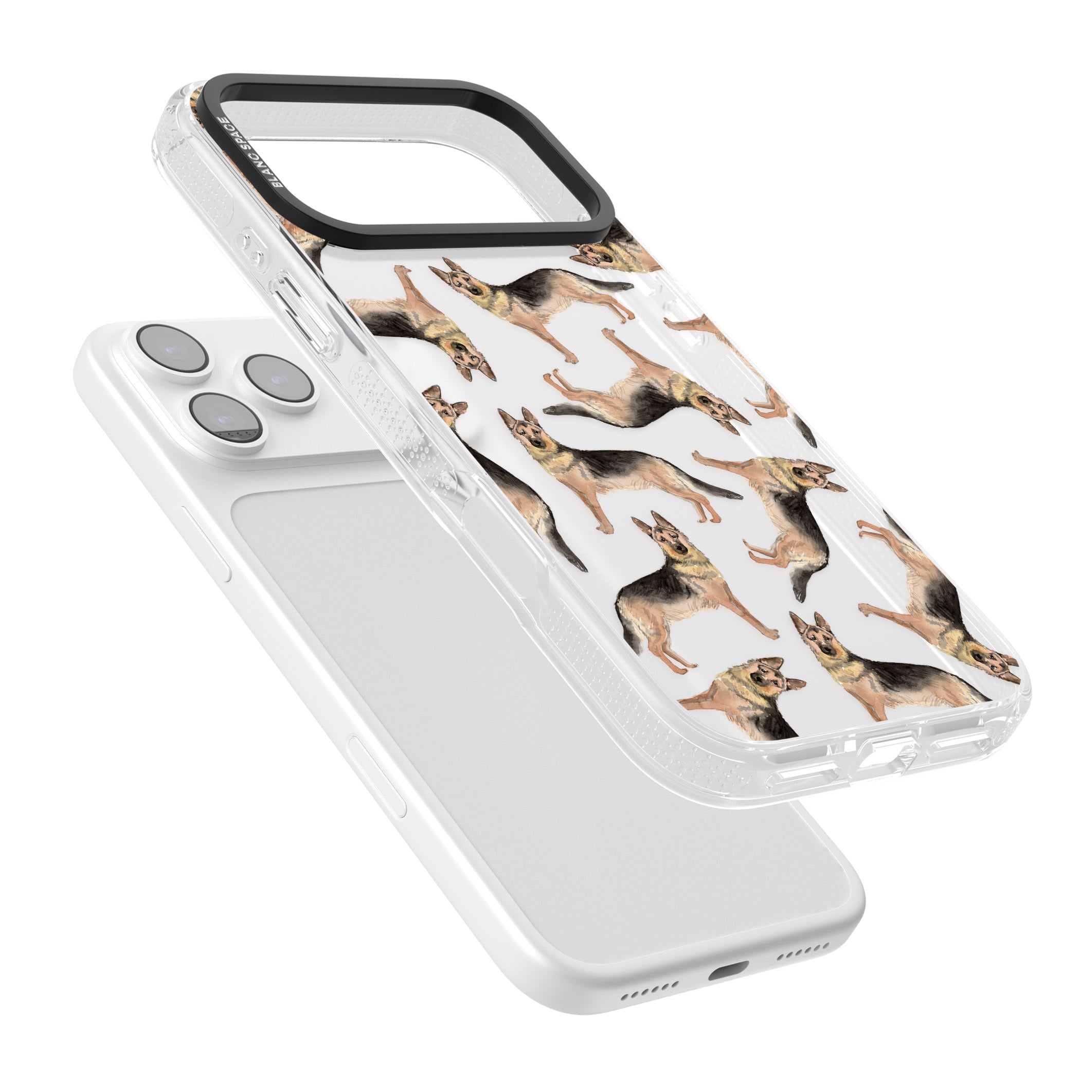 German Shepherd Pattern Classic iPhone 17 Pro Impact Air Clear Phone Case Colours