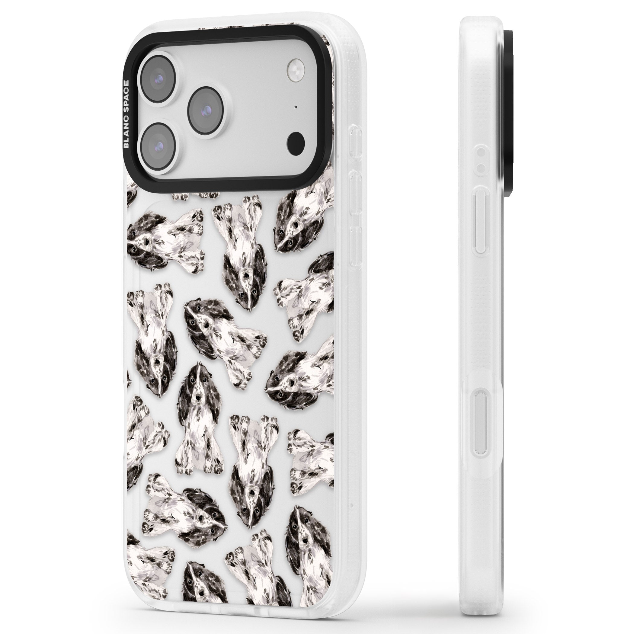 Cocker Spaniel Watercolor Elegance iPhone 17 Pro Max Impact Air Clear Phone Case Side Profile