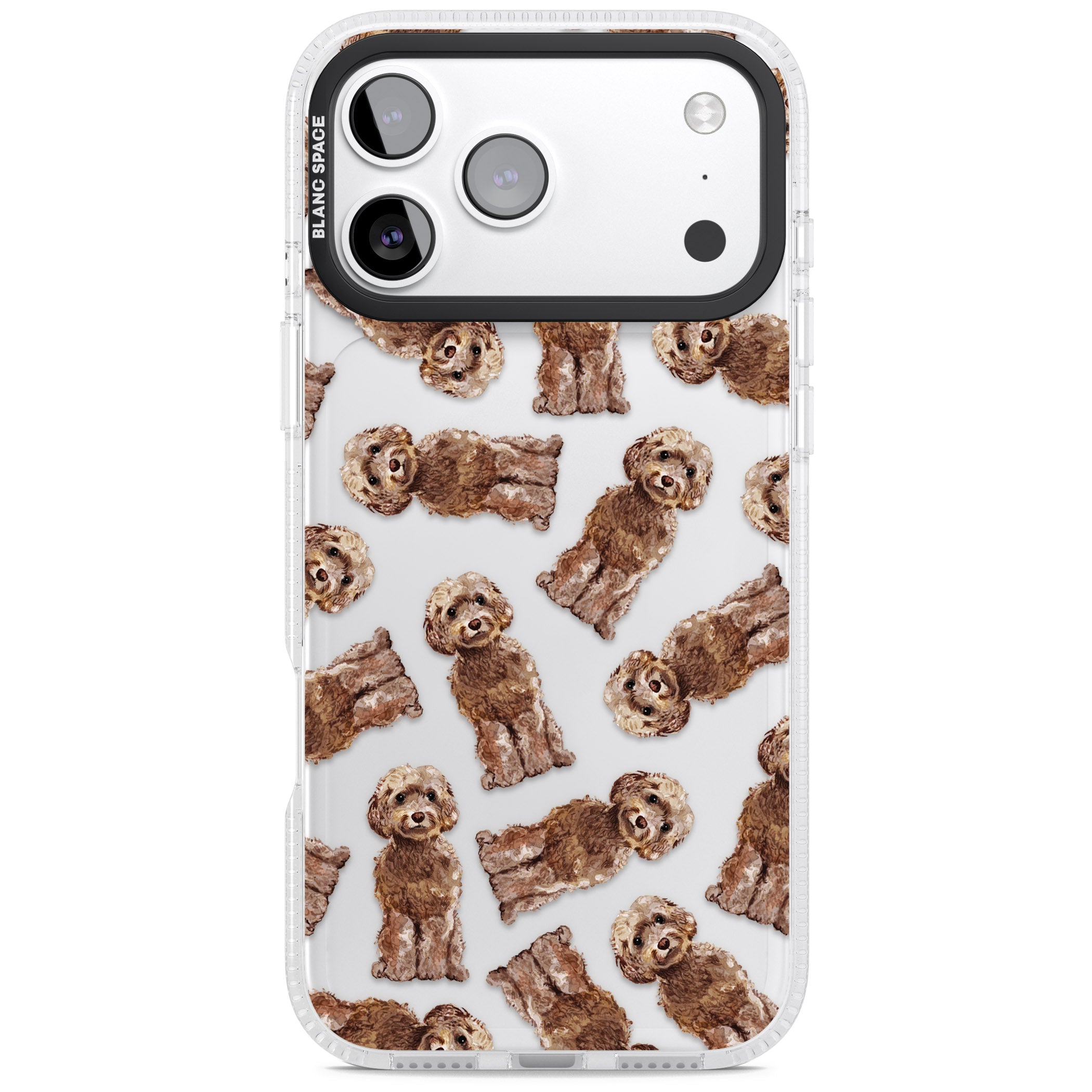 Brown Dog Pattern iPhone 17 Pro Impact Air Clear Phone Case