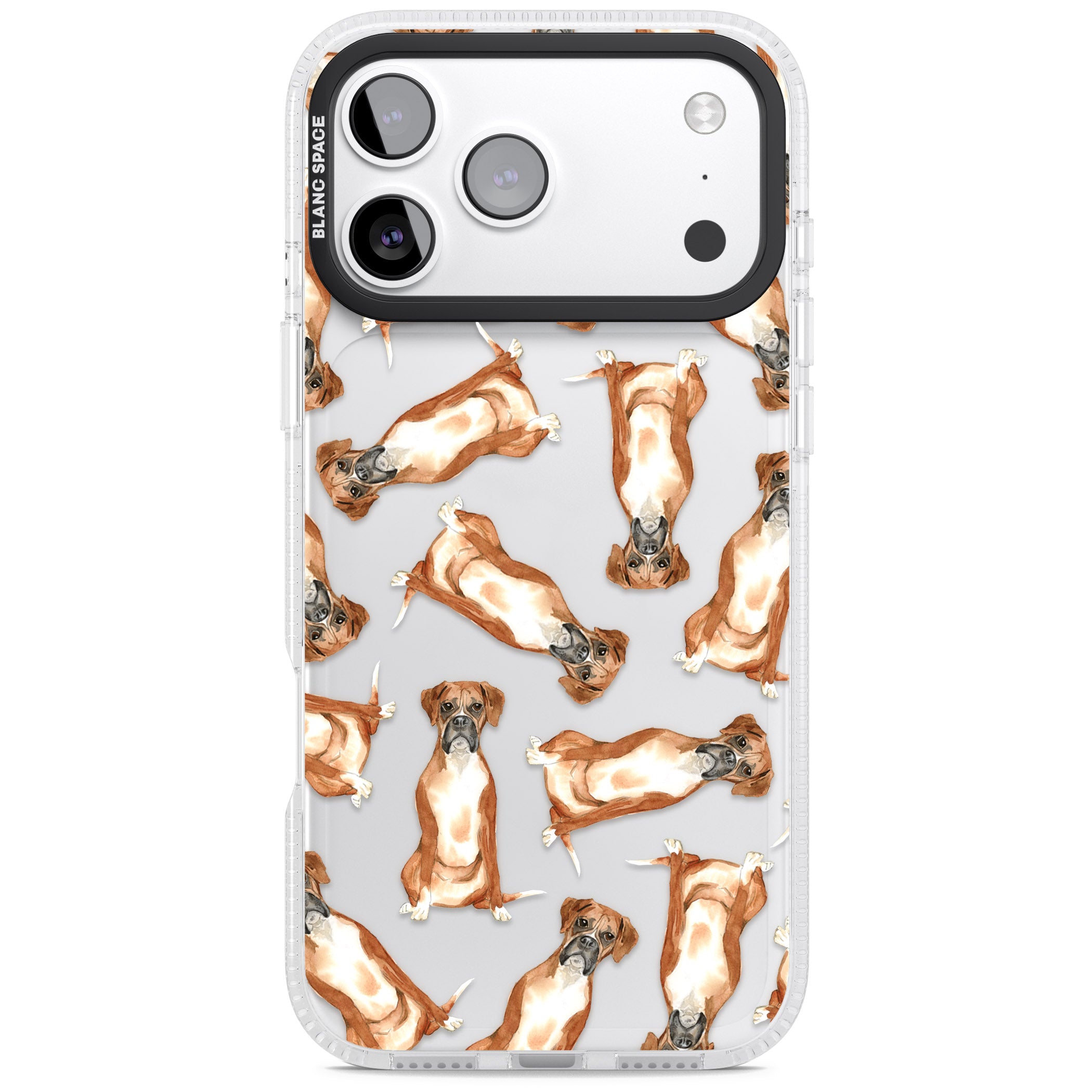 Boxer Watercolor Dog Pattern iPhone 17 Pro Max Impact Air Clear Phone Case