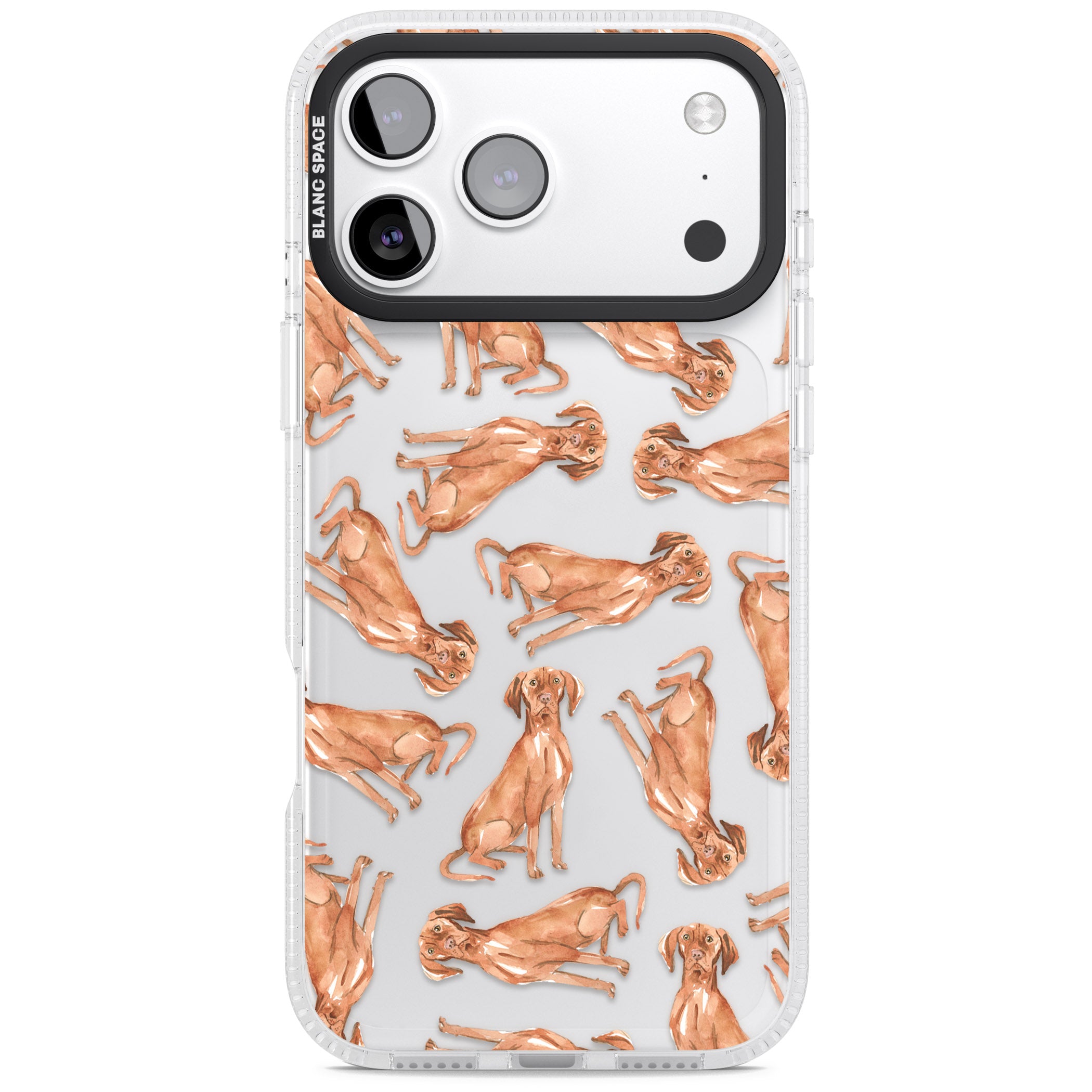 Hungarian Vizsla Watercolor Pattern iPhone 17 Pro Max Impact Air Clear Phone Case