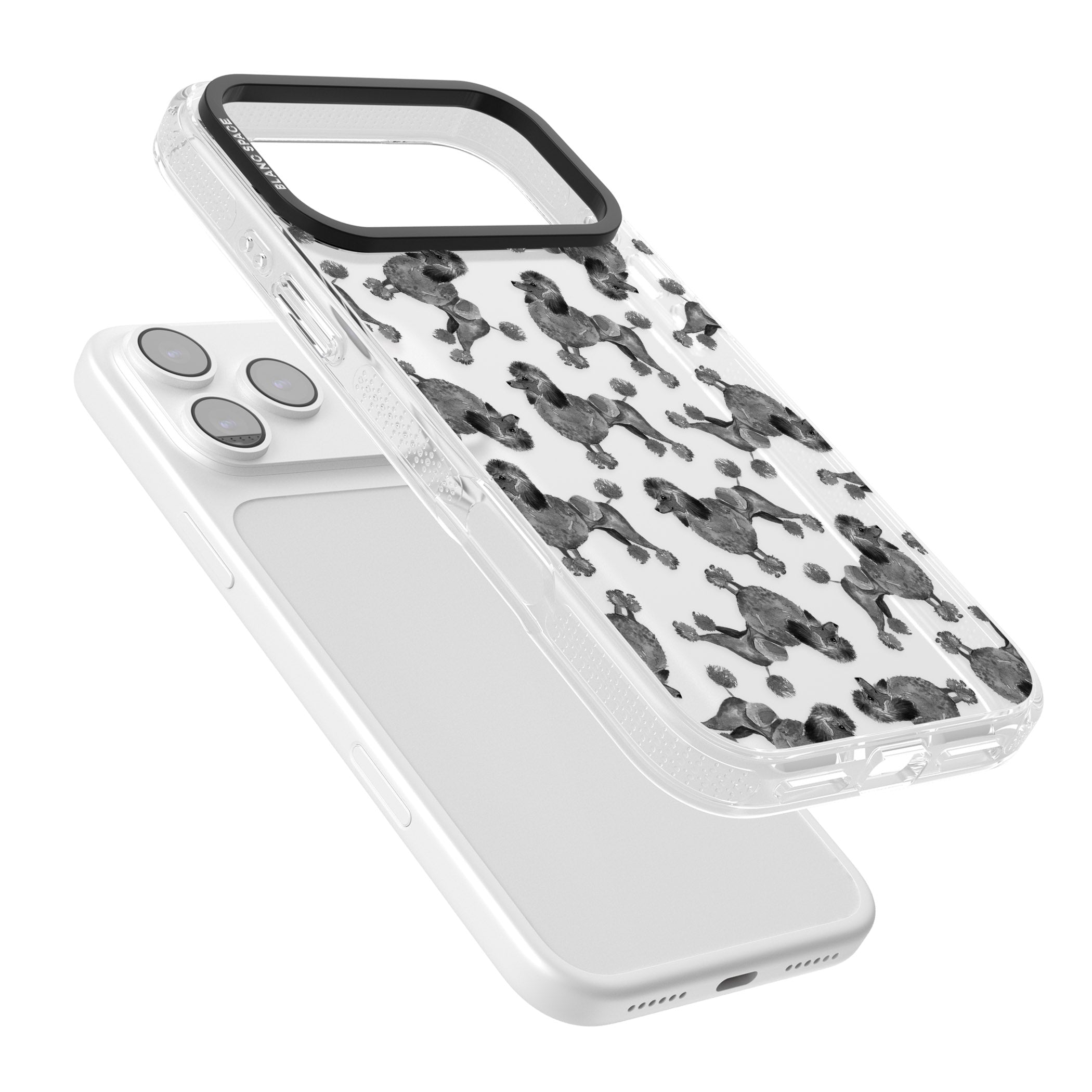 Poodle Pattern iPhone 17 Pro Impact Air Clear Phone Case Colours