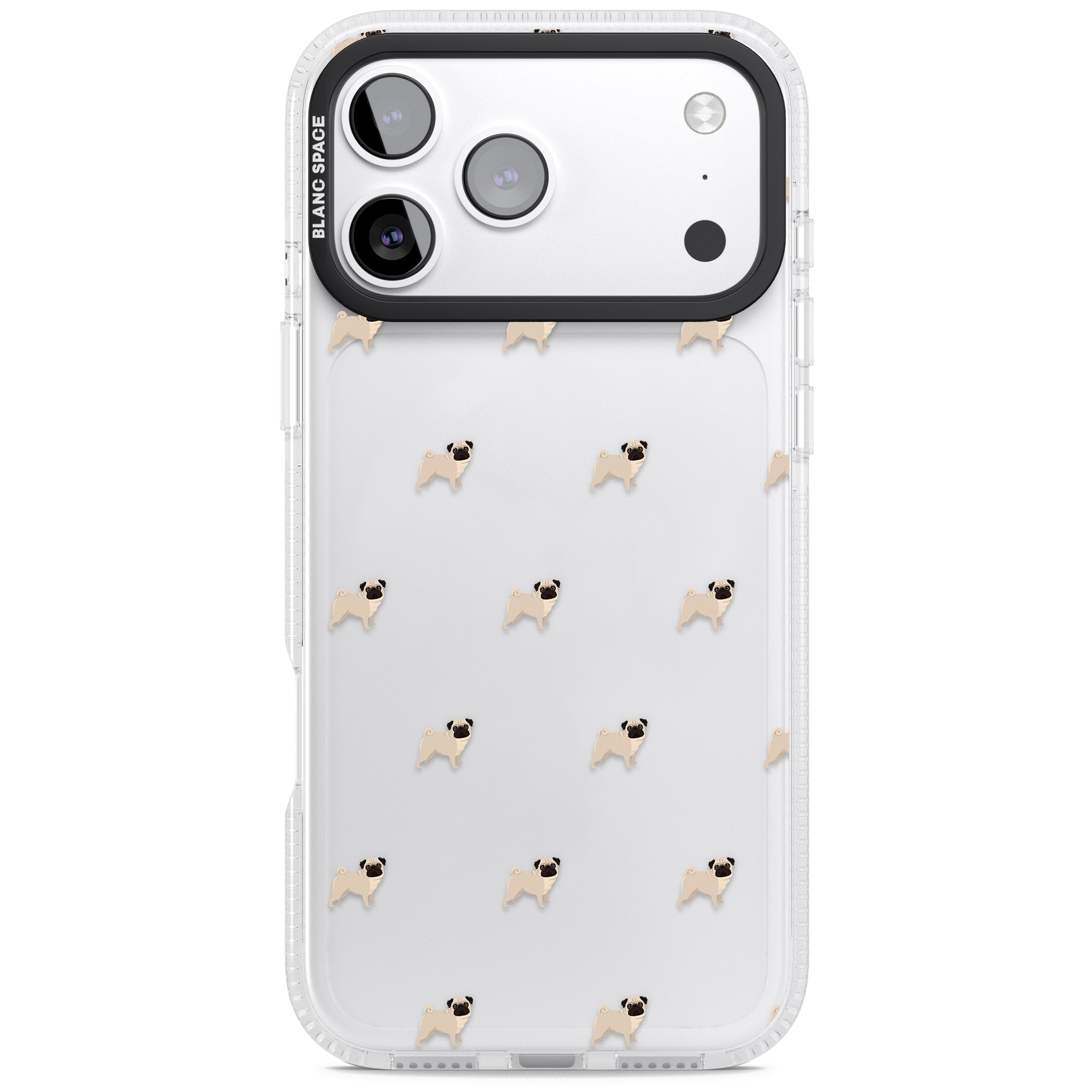 Pug Pattern iPhone 17 Pro Max Impact Air Clear Phone Case