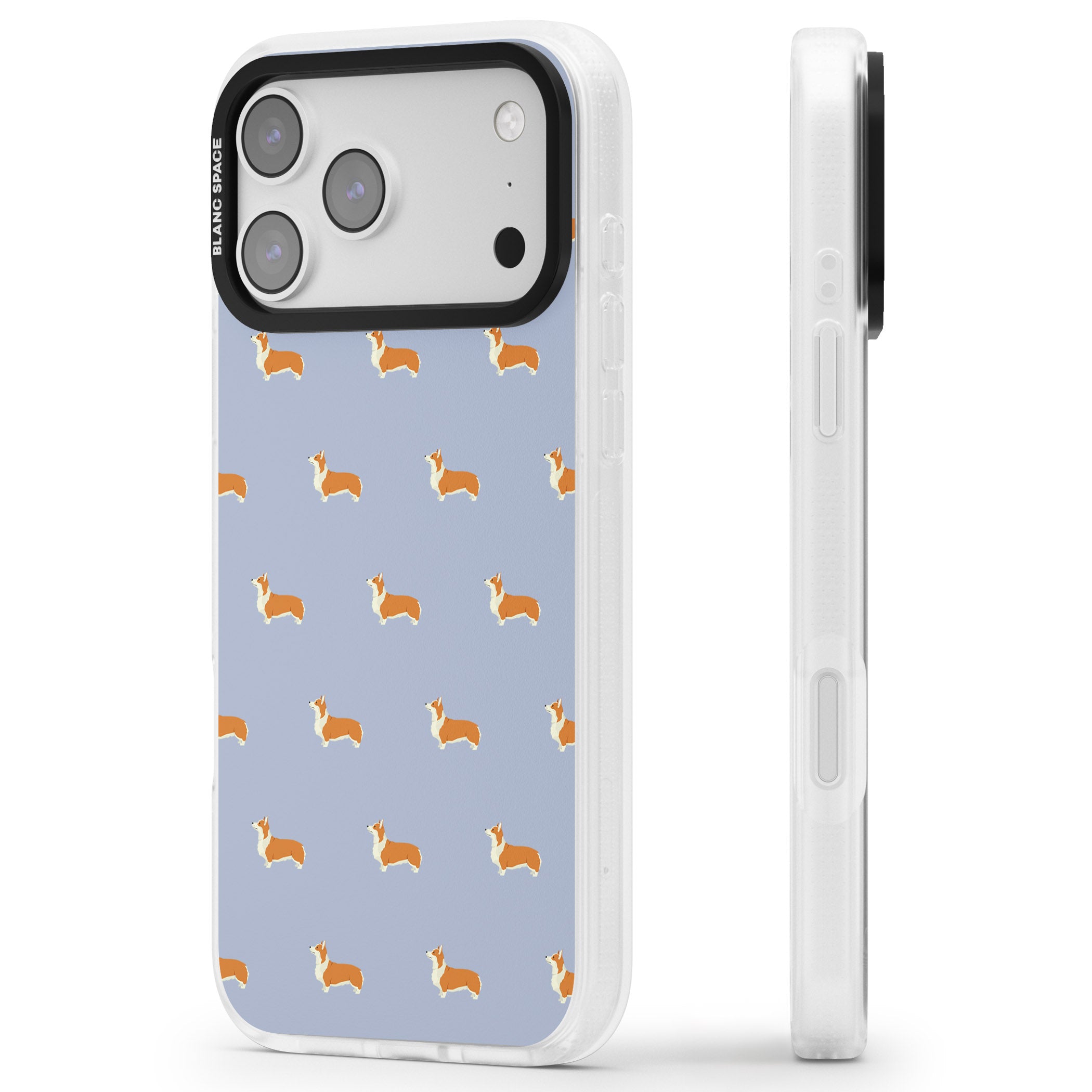 Corgi Pattern iPhone 17 Pro Max Impact Air Clear Phone Case Side Profile