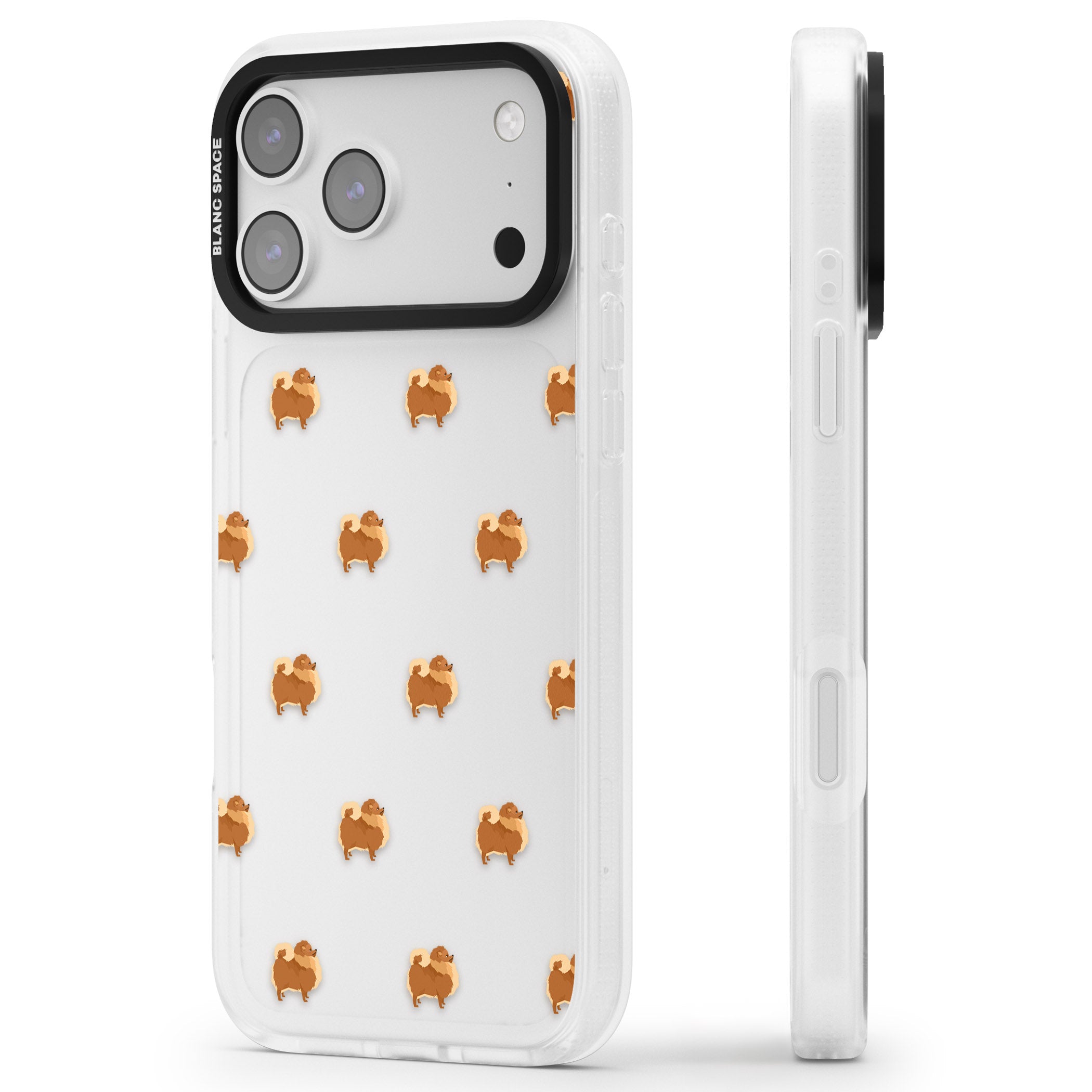 Pomeranian Delight iPhone 17 Pro Max Impact Air Clear Phone Case Side Profile