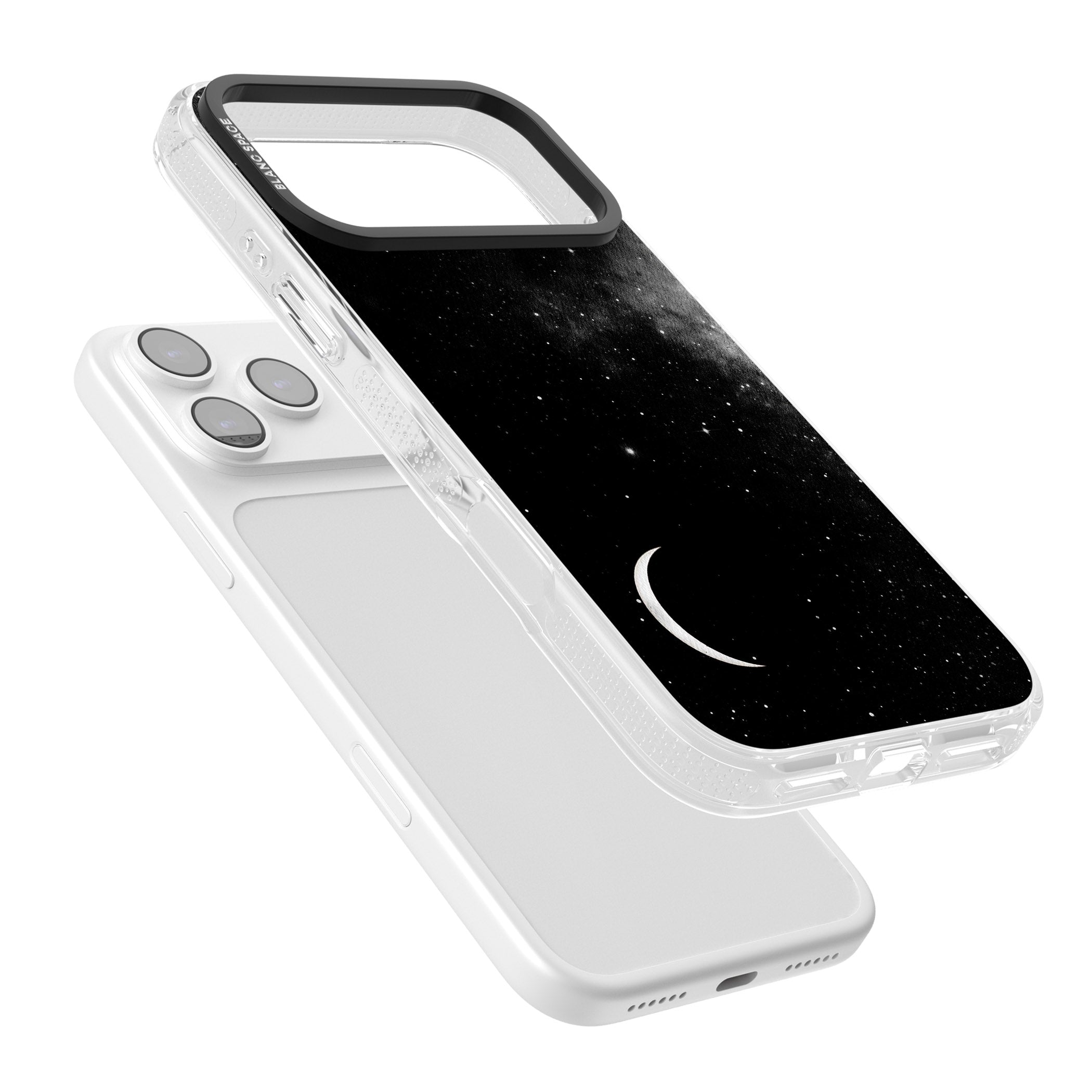 Night Sky Galaxies: Crescent Moon iPhone 17 Pro Impact Air Clear Phone Case Colours