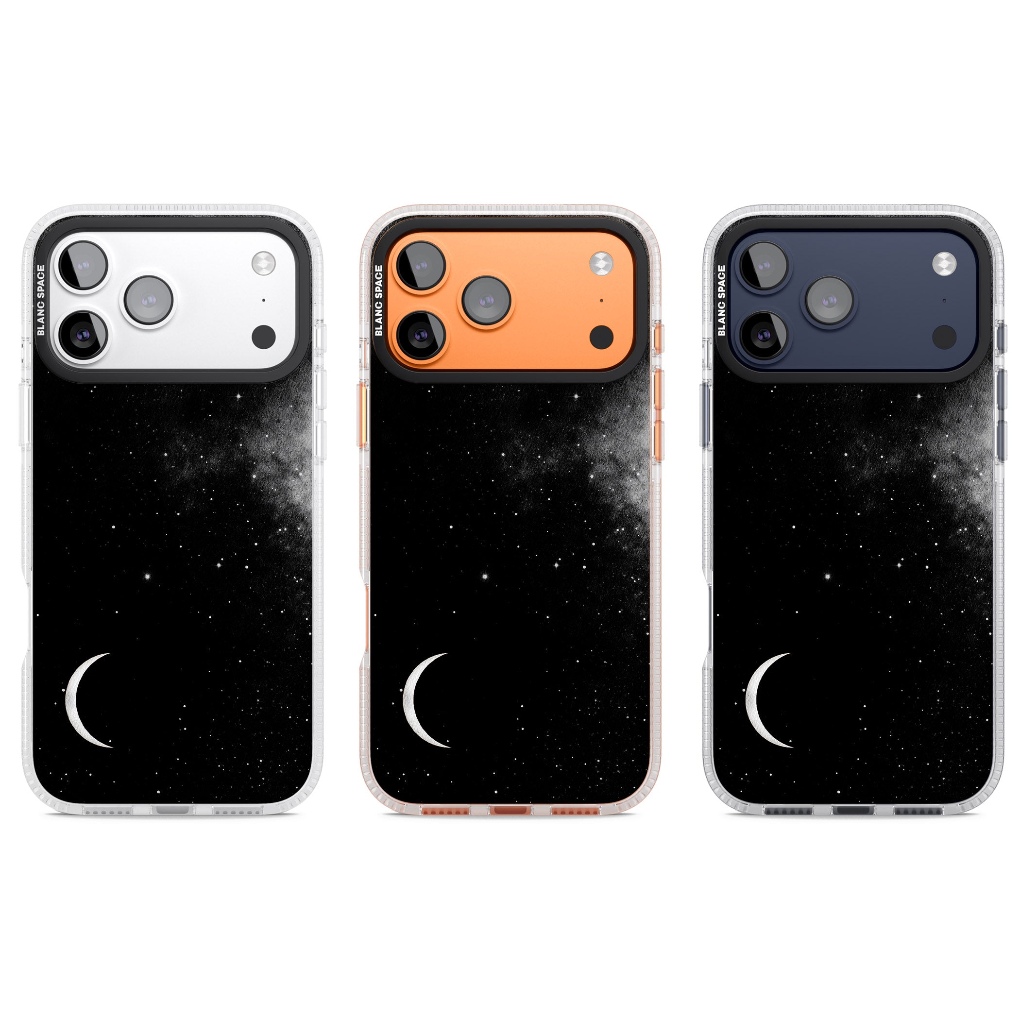 Night Sky Galaxies: Crescent Moon iPhone 17 Pro Impact Air Clear Phone Case APT Impact Protection