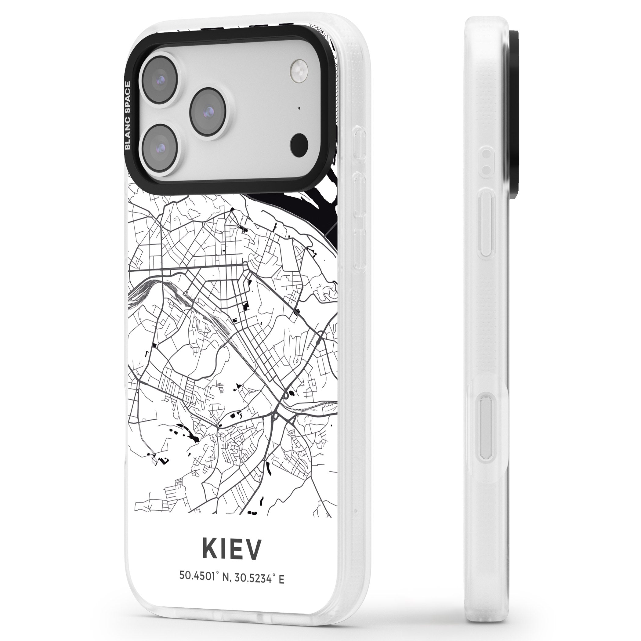 Kiev Map iPhone 17 Pro Max Impact Air Clear Phone Case Side Profile