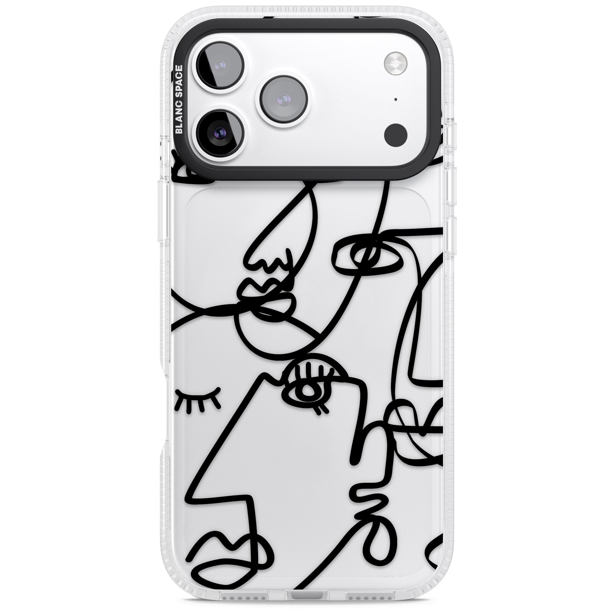 Abstract Line Art Black Clear iPhone 17 Pro Impact Air Clear Phone Case
