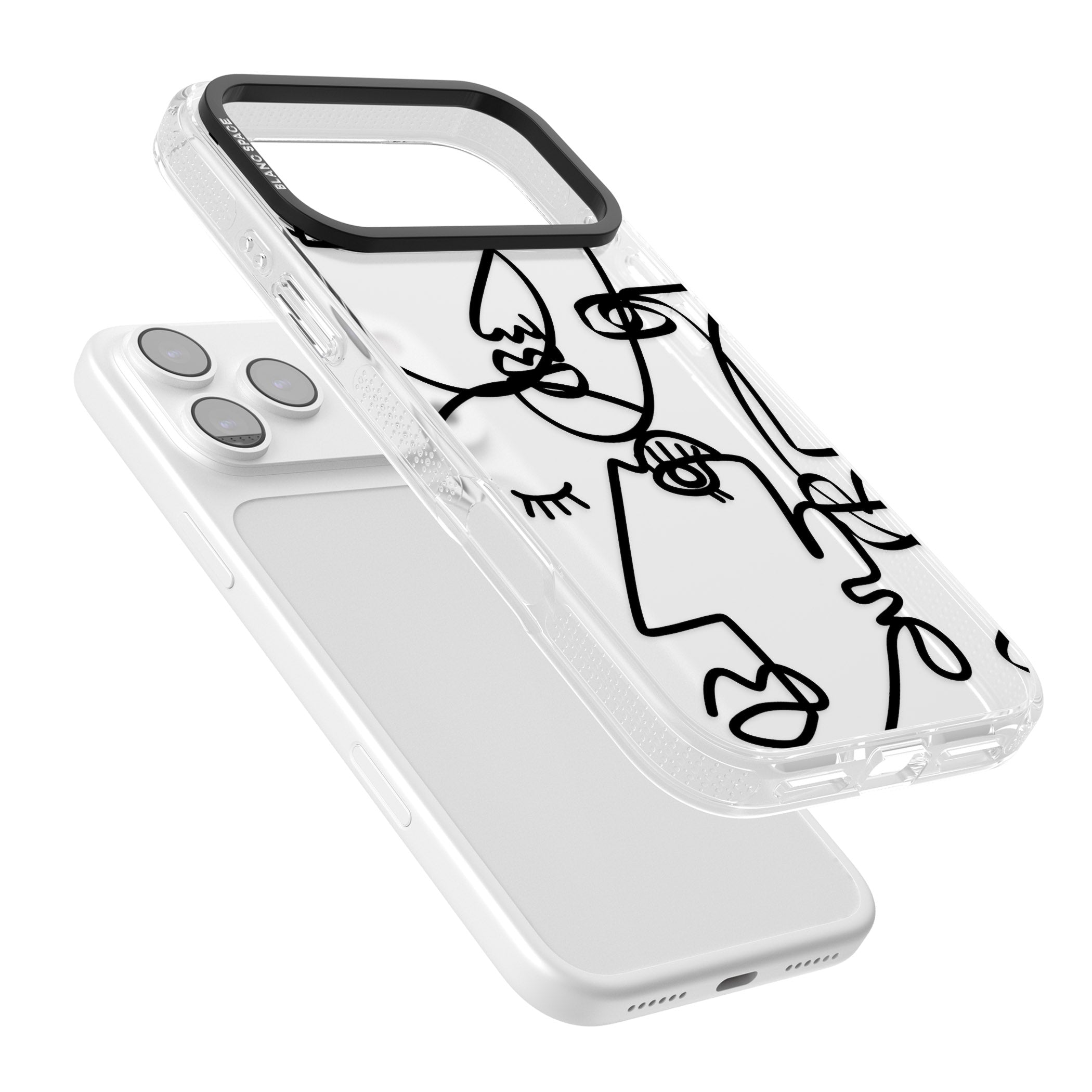 Abstract Line Art Black Clear iPhone 17 Pro Max Impact Air Clear Phone Case Colours
