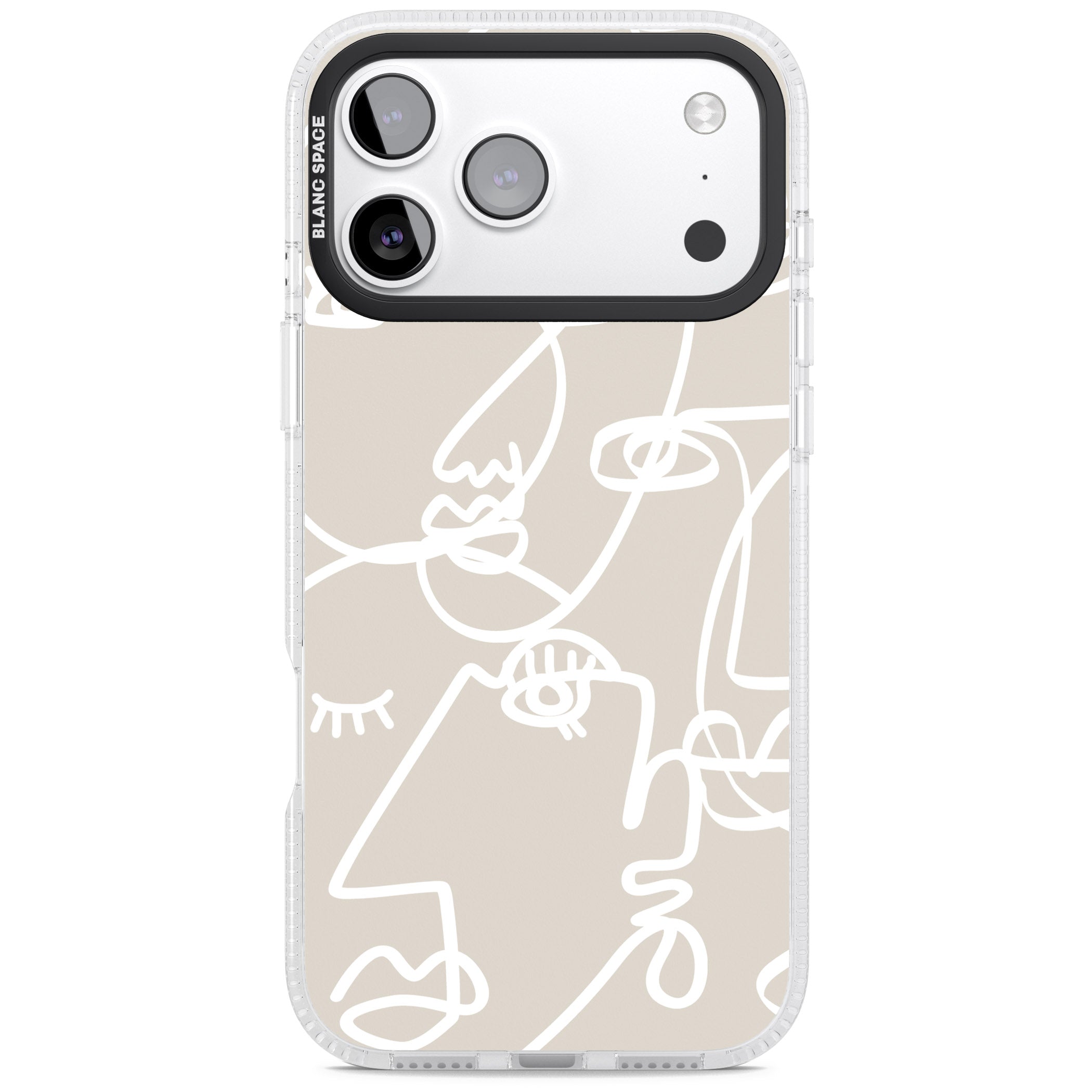Abstract Line Art White Beige iPhone 17 Pro Max Impact Air Clear Phone Case