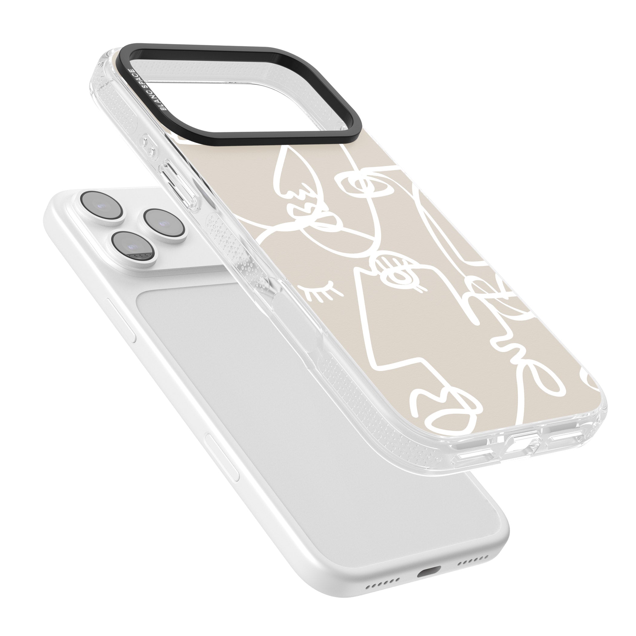 Abstract Line Art White Beige iPhone 17 Pro Max Impact Air Clear Phone Case Colours