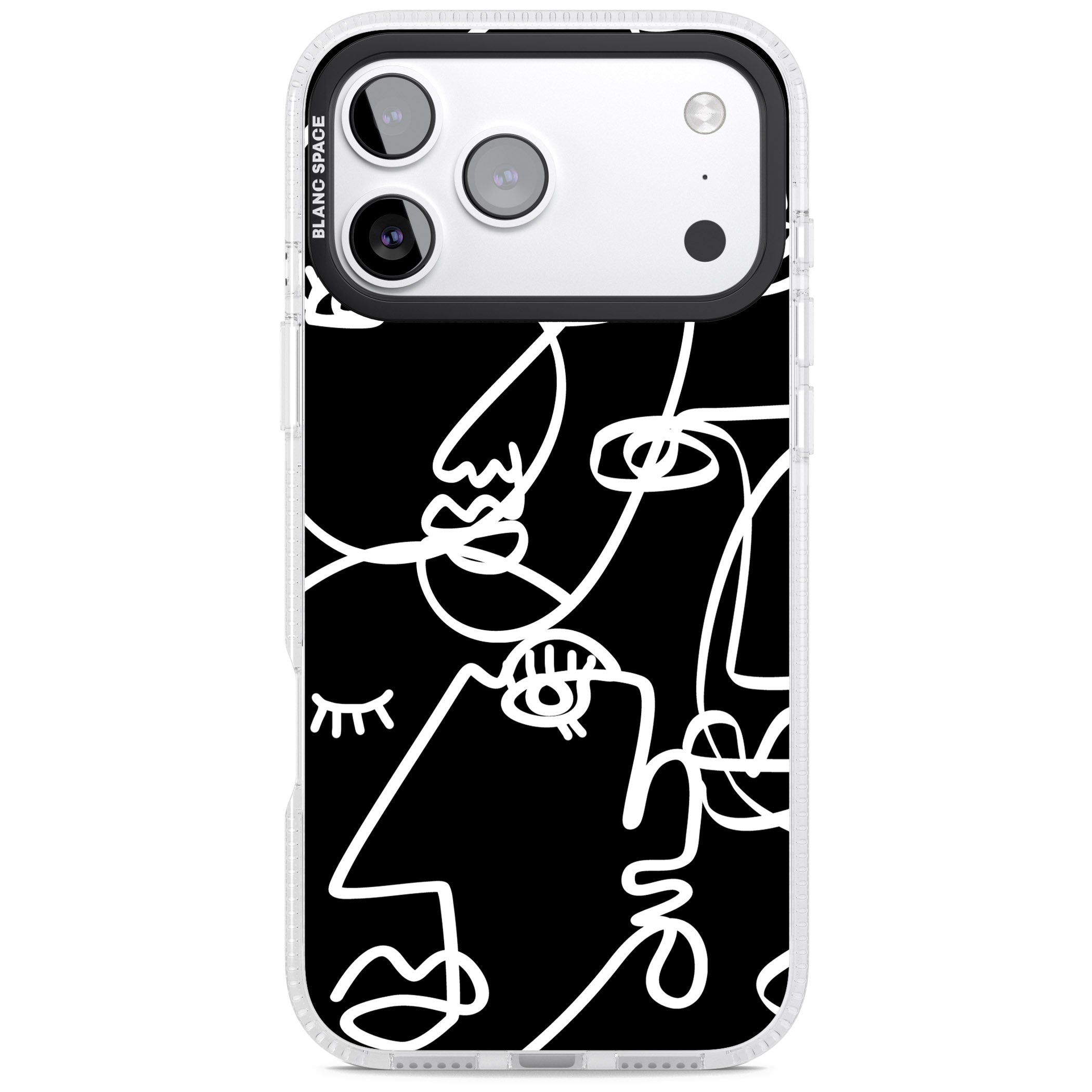 Abstract Line Art White Black iPhone 17 Pro Max Impact Air Clear Phone Case