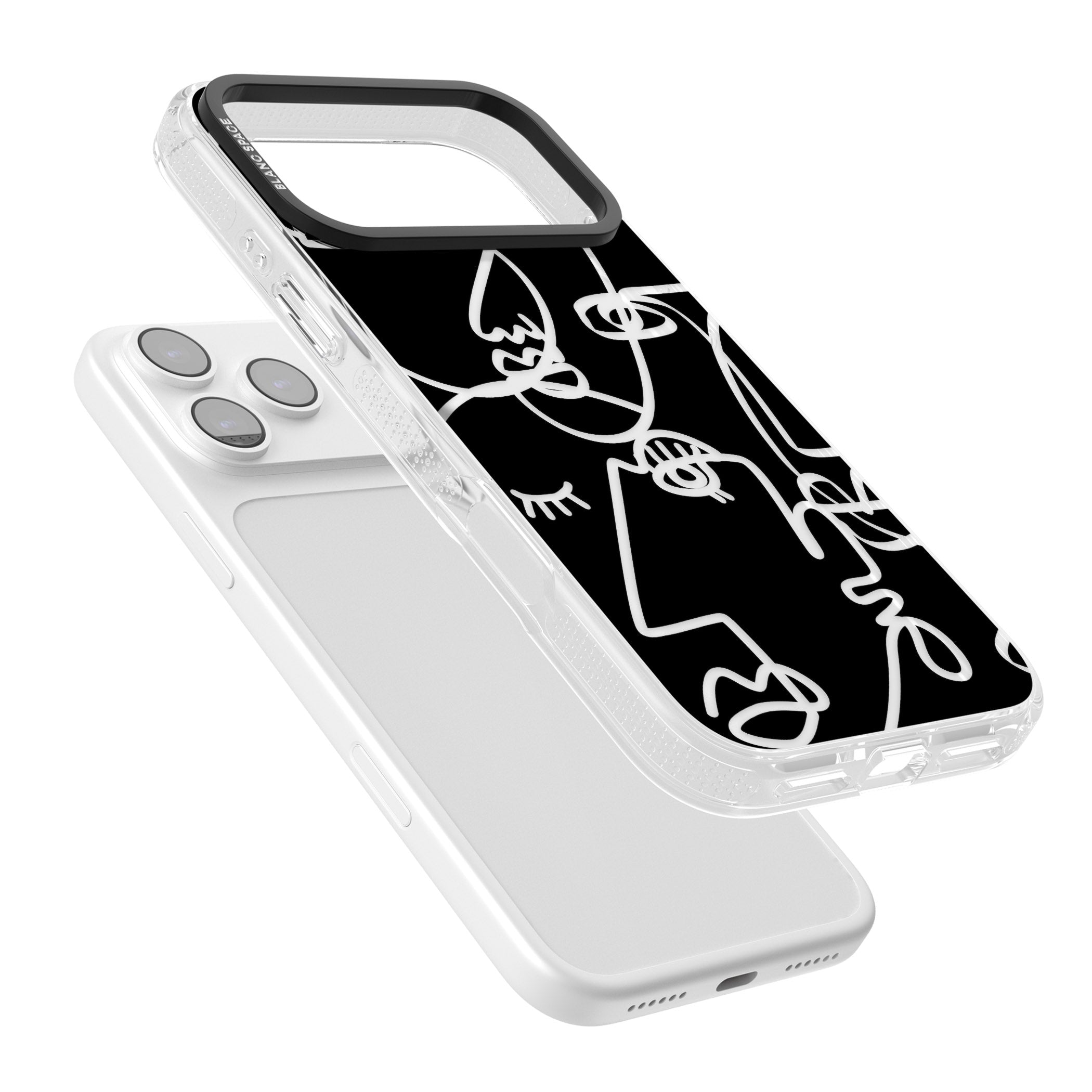 Abstract Line Art Clear Black iPhone 17 Pro Impact Air Clear Phone Case Colours