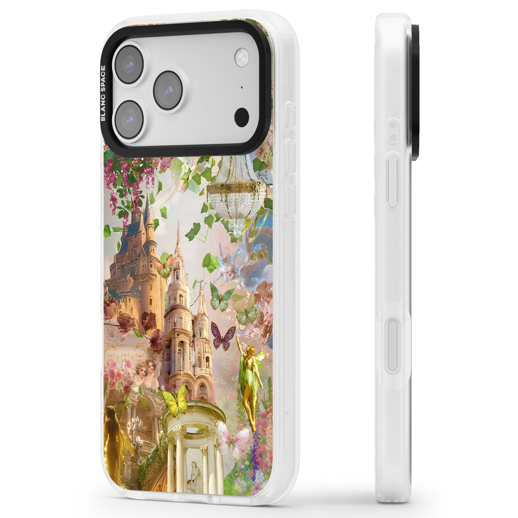 Fairies & Castles Collage iPhone 17 Pro Impact Air Clear Phone Case Side Profile