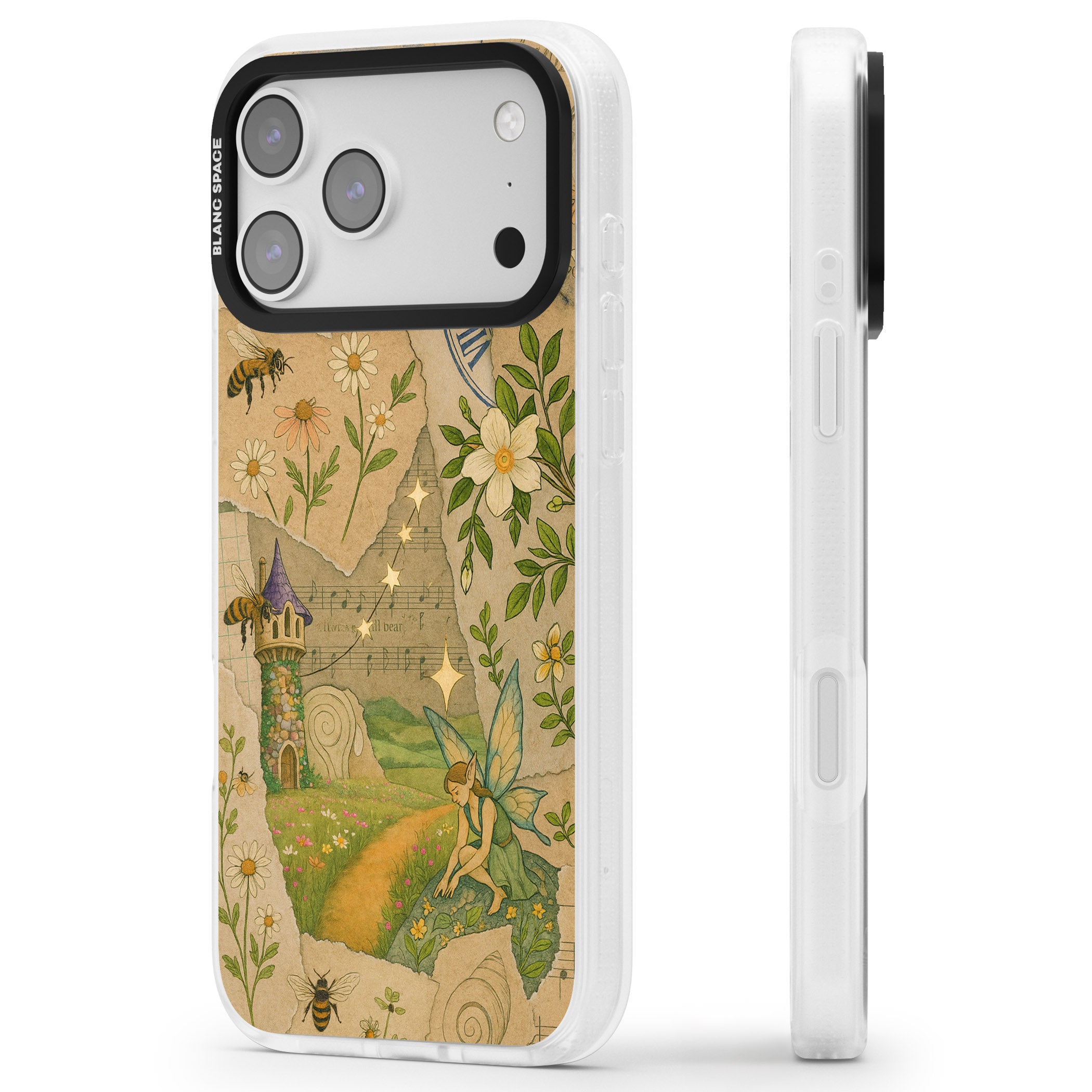 Floral Fairy Collage iPhone 17 Pro Impact Air Clear Phone Case Side Profile